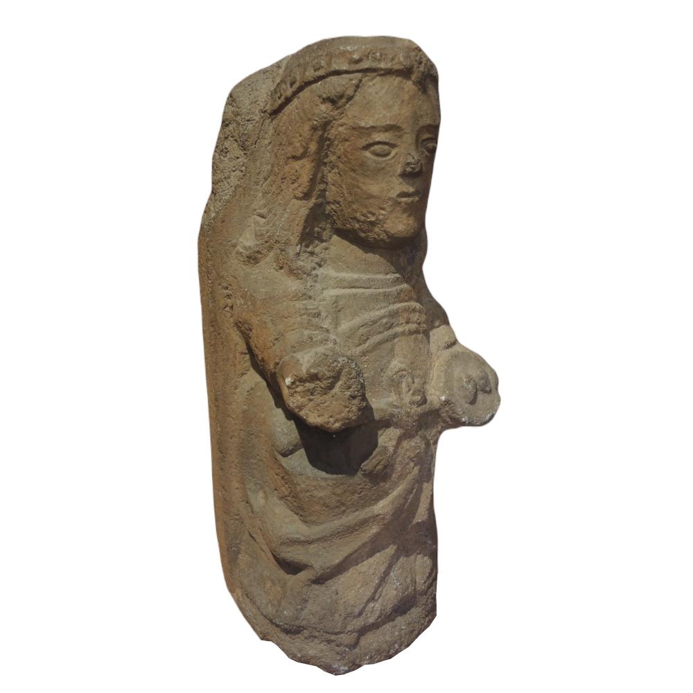 Unknown Figurative Sculpture - Large romanesque sculpture depicting Saint Lucy. Northern Spain.