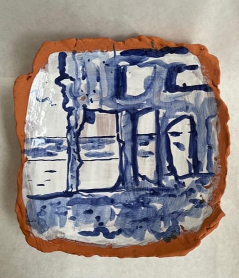 Unknown Abstract Sculpture - Rust Never Sleeps Platter, Ceramic Sculpture by Daniel Duford, 2023