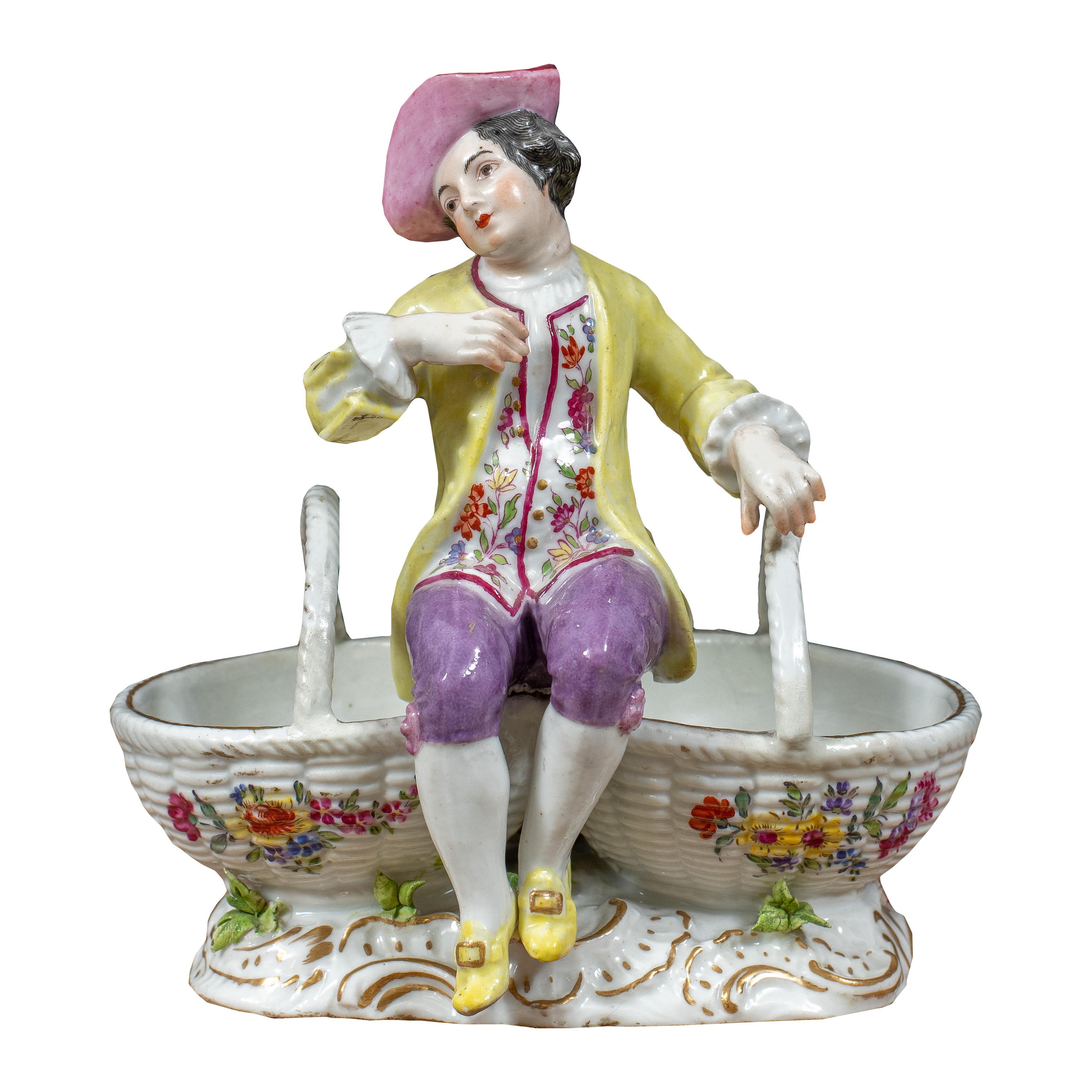 Unknown Figurative Sculpture - Samson Paris Manufacture, 19th century Meissen-style porcelain salt cellar