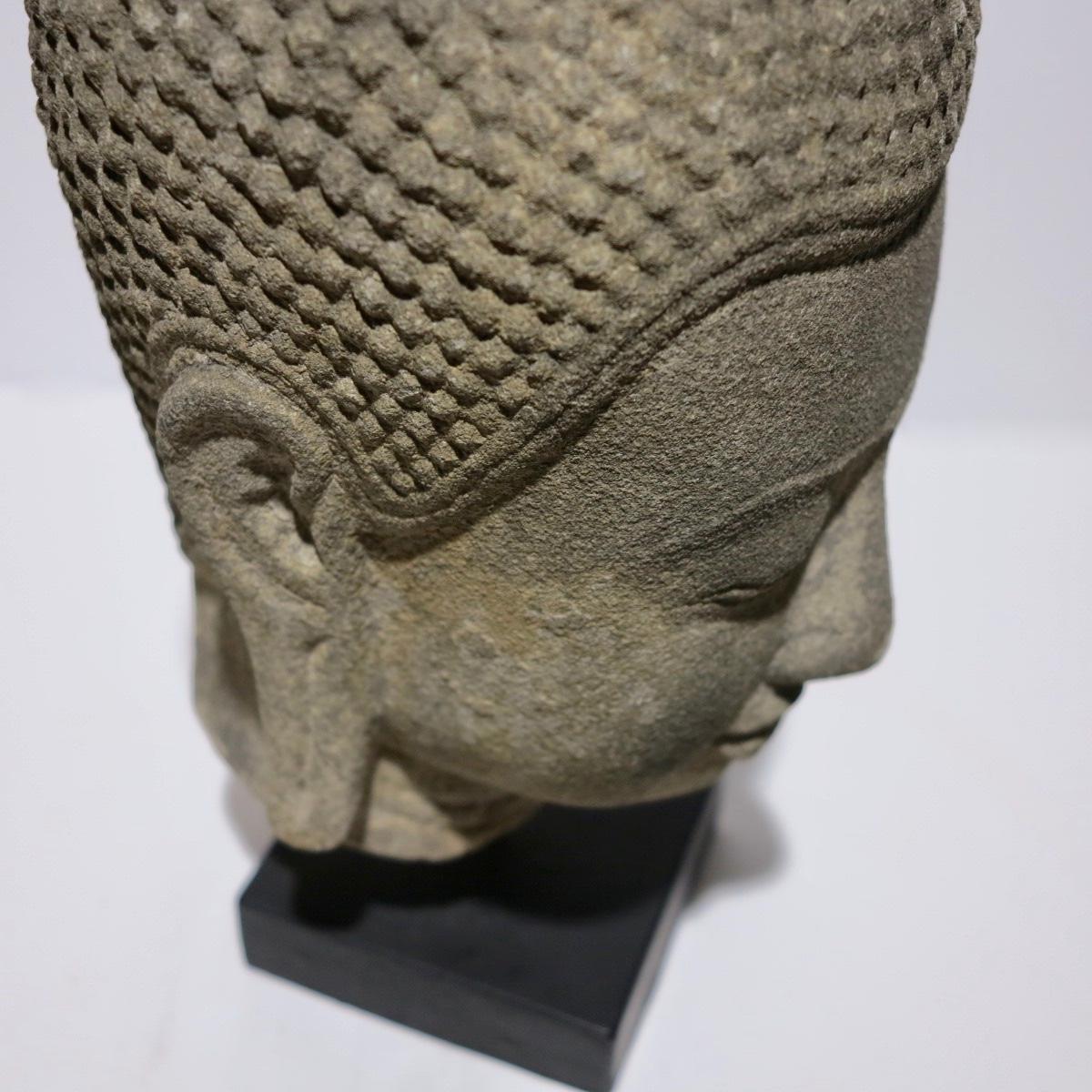 Sandstone head of Buddha, Khmer, Angkor period, post-Bayon 3