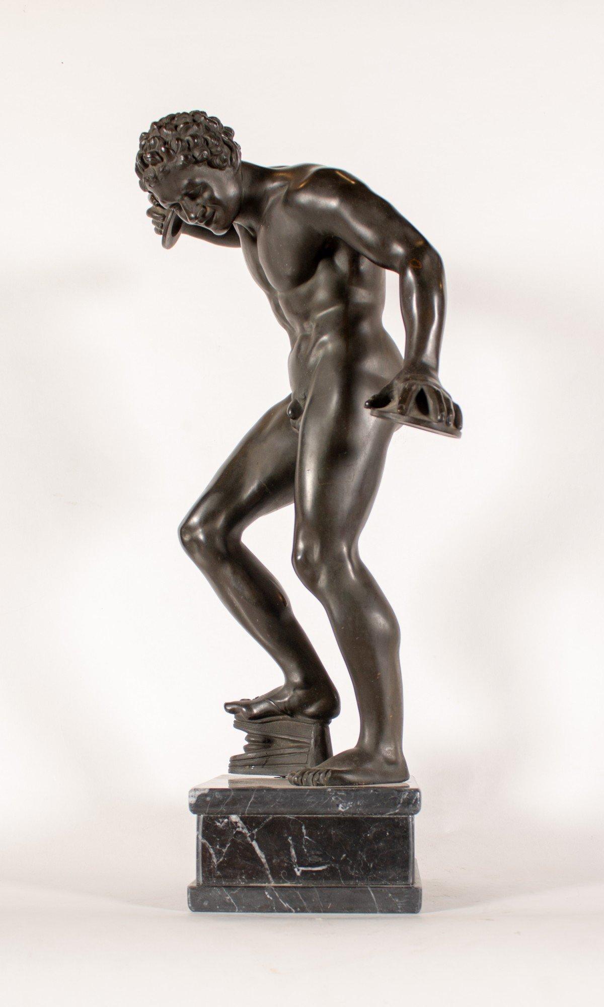 Satyr with Cymbals and Kroupezion, Grand Tour after the Antique, 19th century For Sale 4