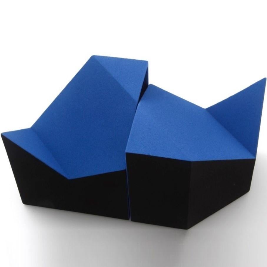 Unknown Abstract Sculpture - SC1501 blue - contemporary modern abstract geometric ceramic object sculpture