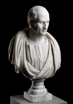 Sculpture Bust Portrait of Cicero White Statuary Marble Classical Roman 20th