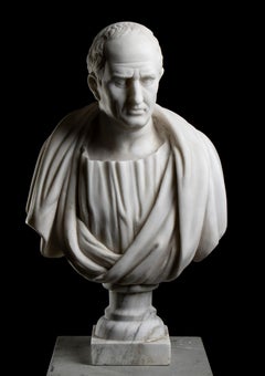 Sculpture Bust Portrait of Cicero White Statuary Marble Classical Roman 20th 