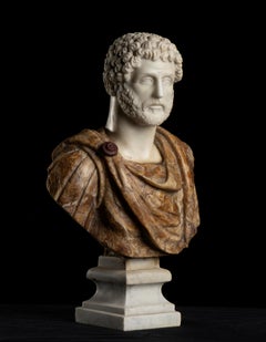 Sculpture Bust Portrait Of Roman Emperor Antoninus Pius Italian Marble Onyx