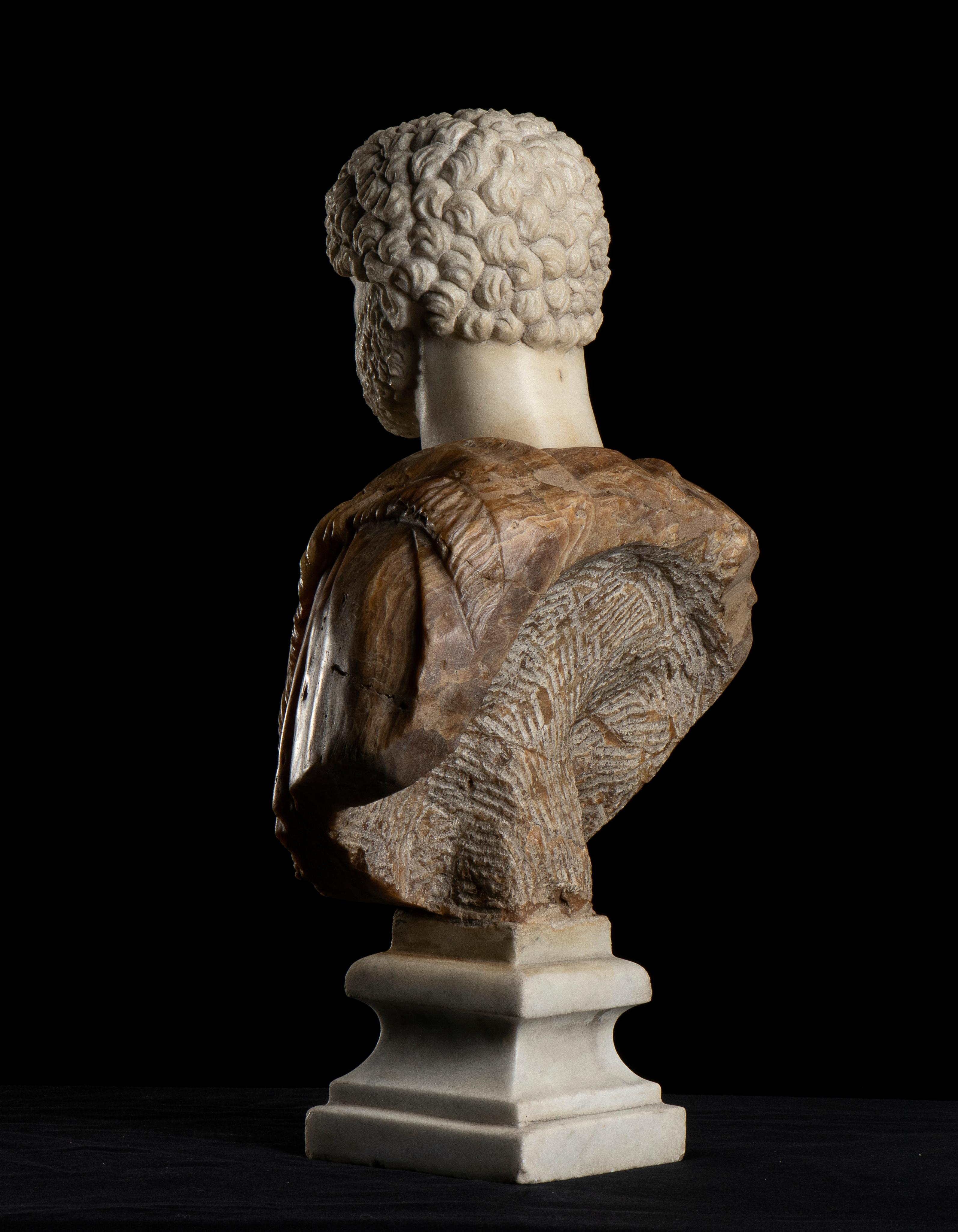 Sculpture Bust Portrait Of Roman Emperor Antoninus Pius Italian Marble Onyx  1