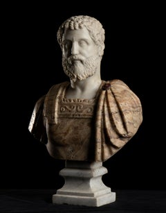 Sculpture Bust Portrait Of Roman Emperor Septimius Severus Italian Marble Onyx