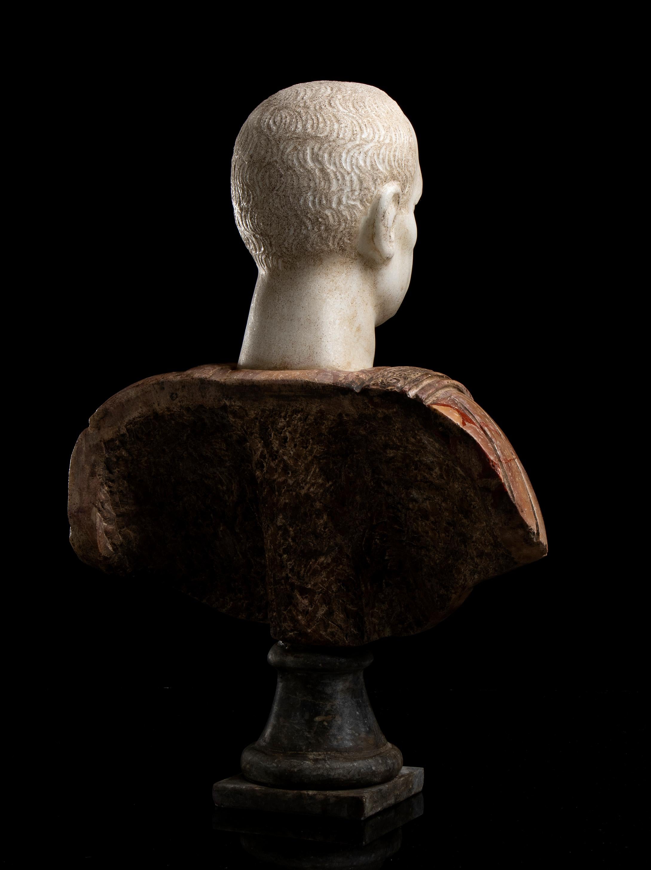 Sculpture Bust Portrait Scipio Africanus Classical Roman 19th Polychrome Marbles 6