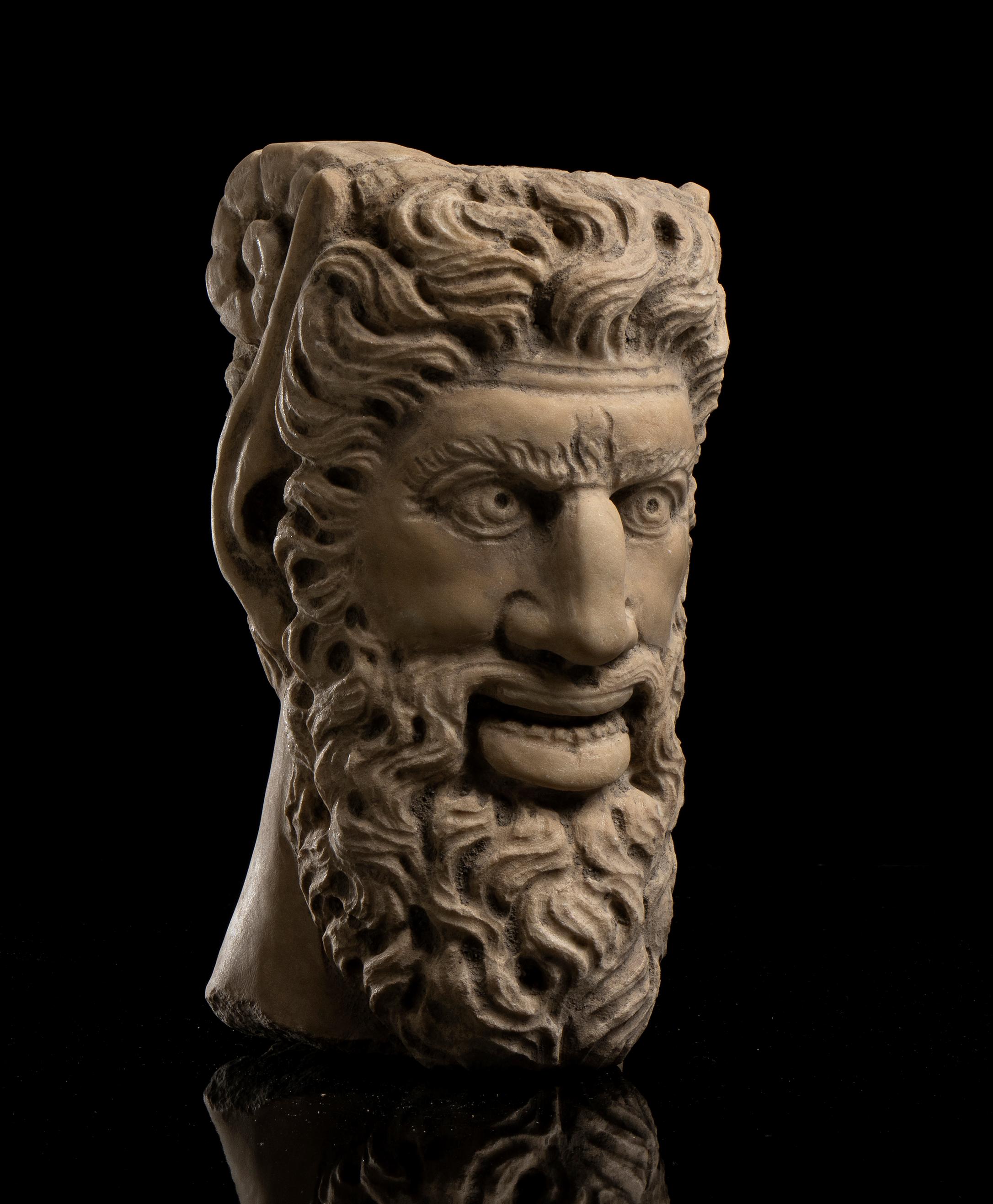 Sculpture Figurative en marbre blanc Portrait d'un Sylenus Grec Classique 19ème en vente 7