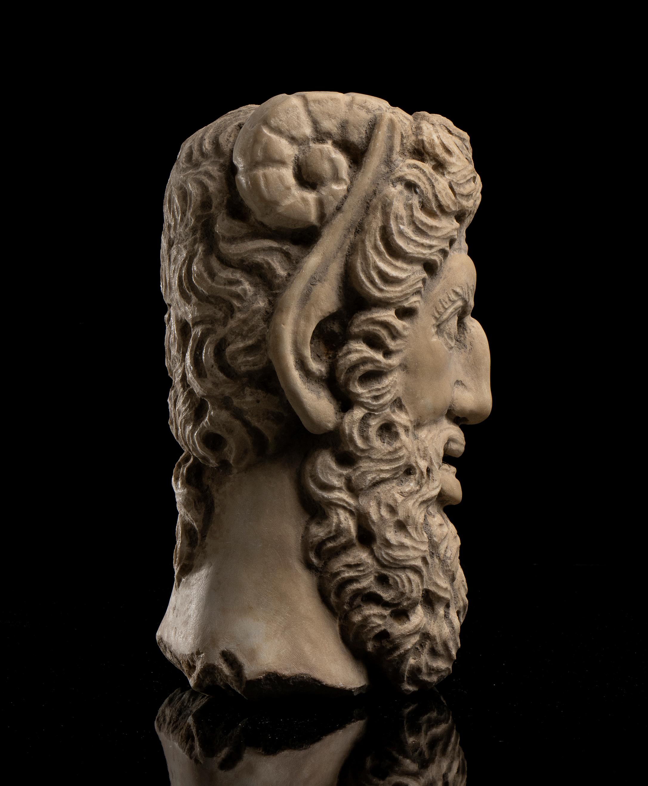 Sculpture Figurative en marbre blanc Portrait d'un Sylenus Grec Classique 19ème en vente 5