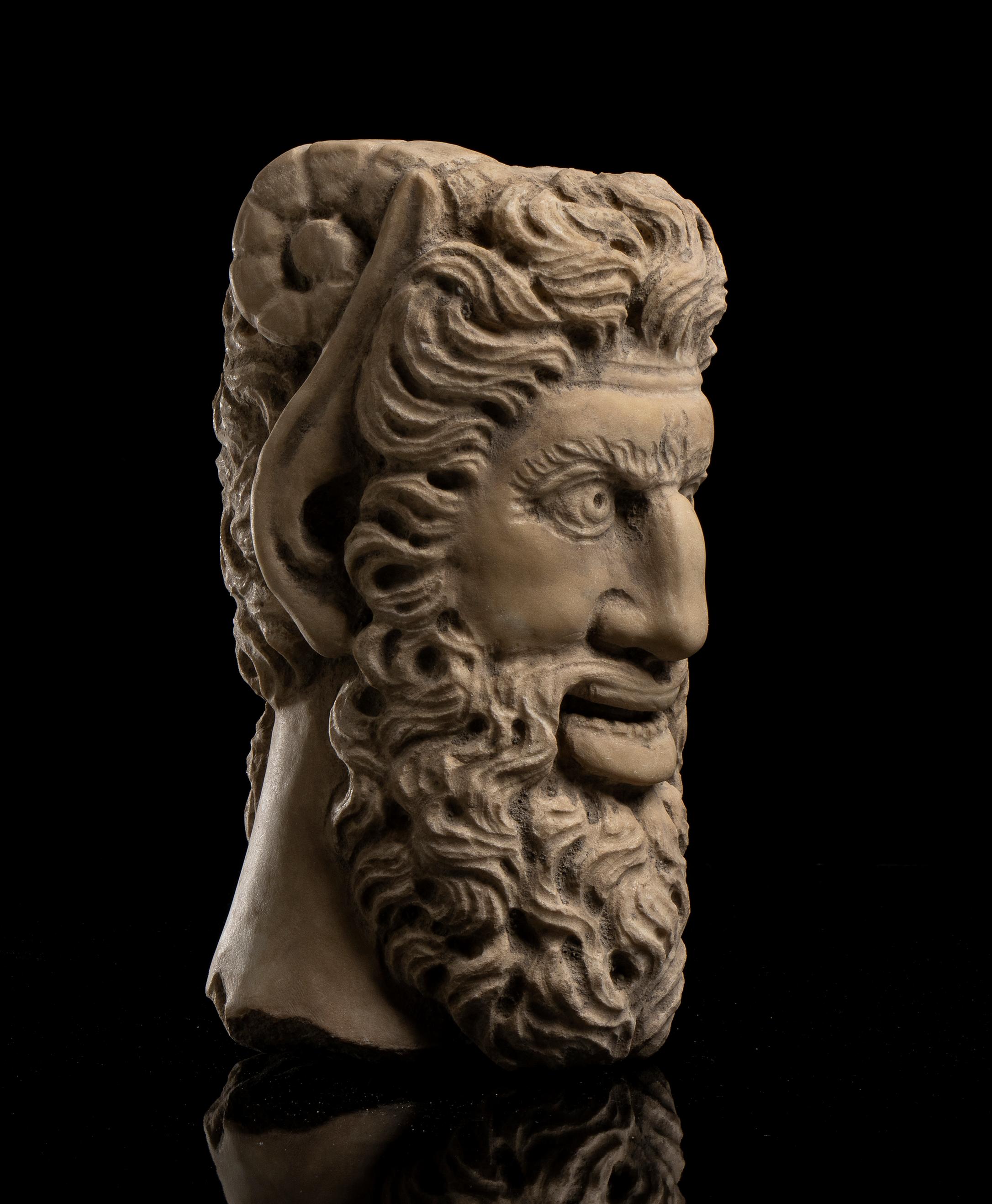 Sculpture Figurative en marbre blanc Portrait d'un Sylenus Grec Classique 19ème en vente 6