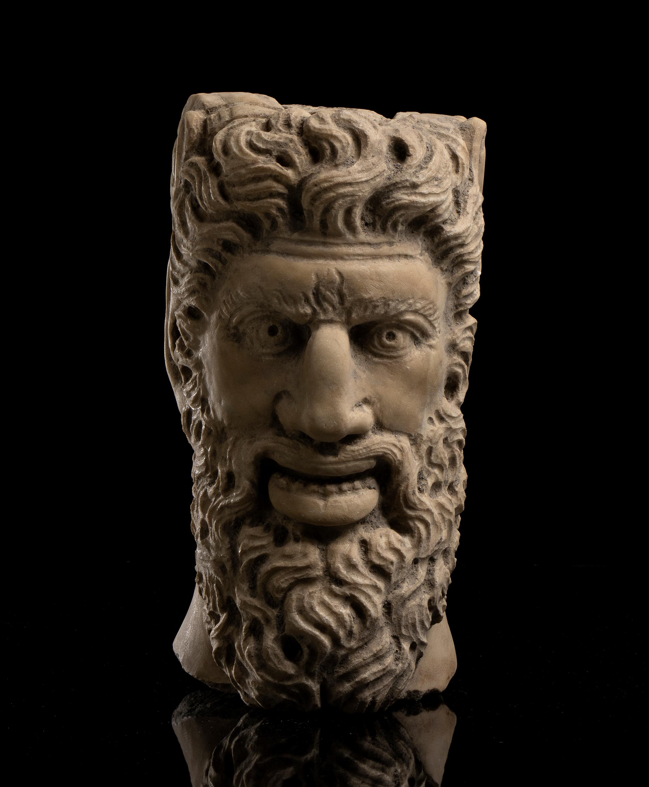 Figurative Sculpture Unknown - Sculpture Figurative en marbre blanc Portrait d'un Sylenus Grec Classique 19ème