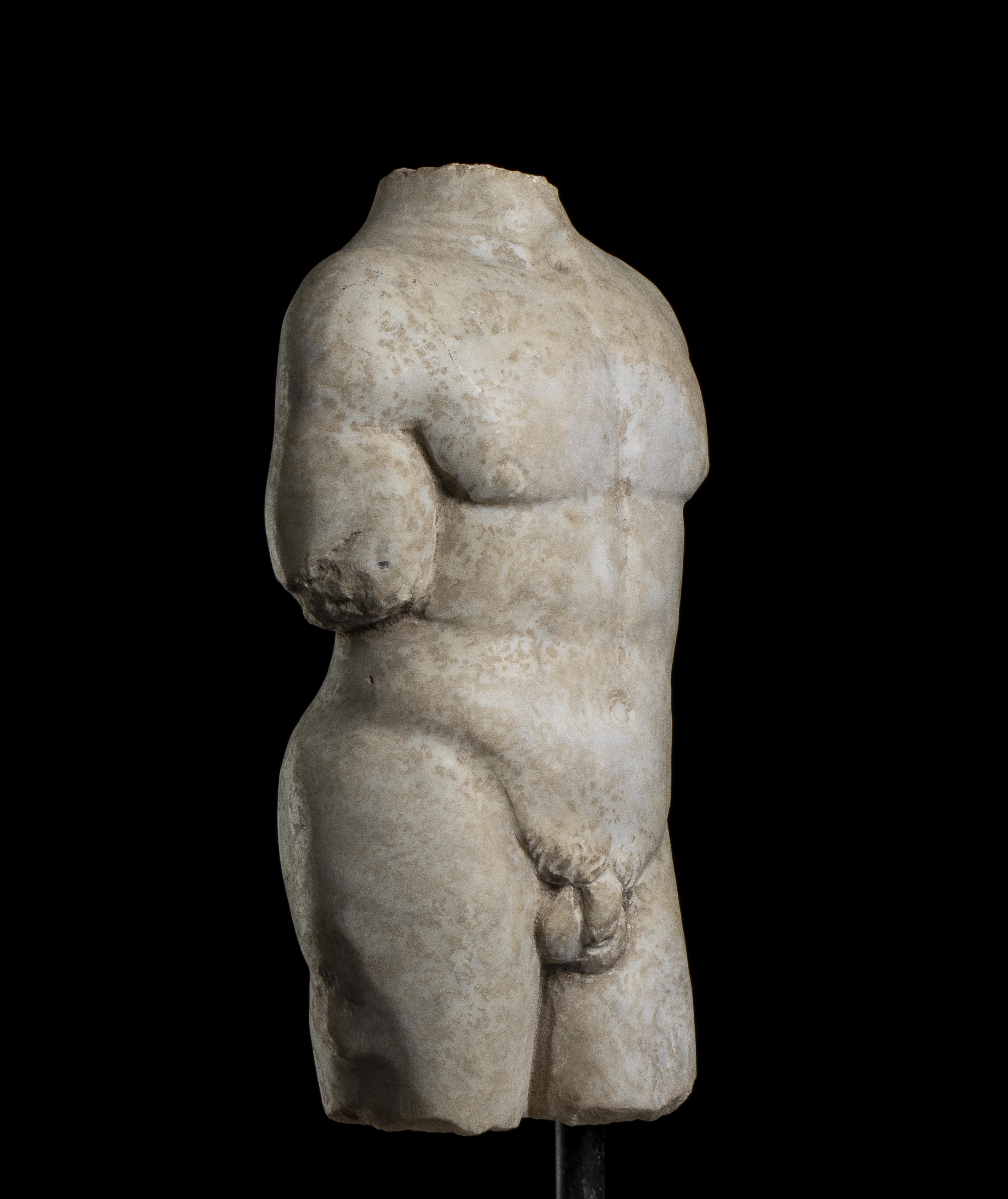 Sculpture Marble Torso Man Classical Roman Grand Tour Style 20th Century italian For Sale 3