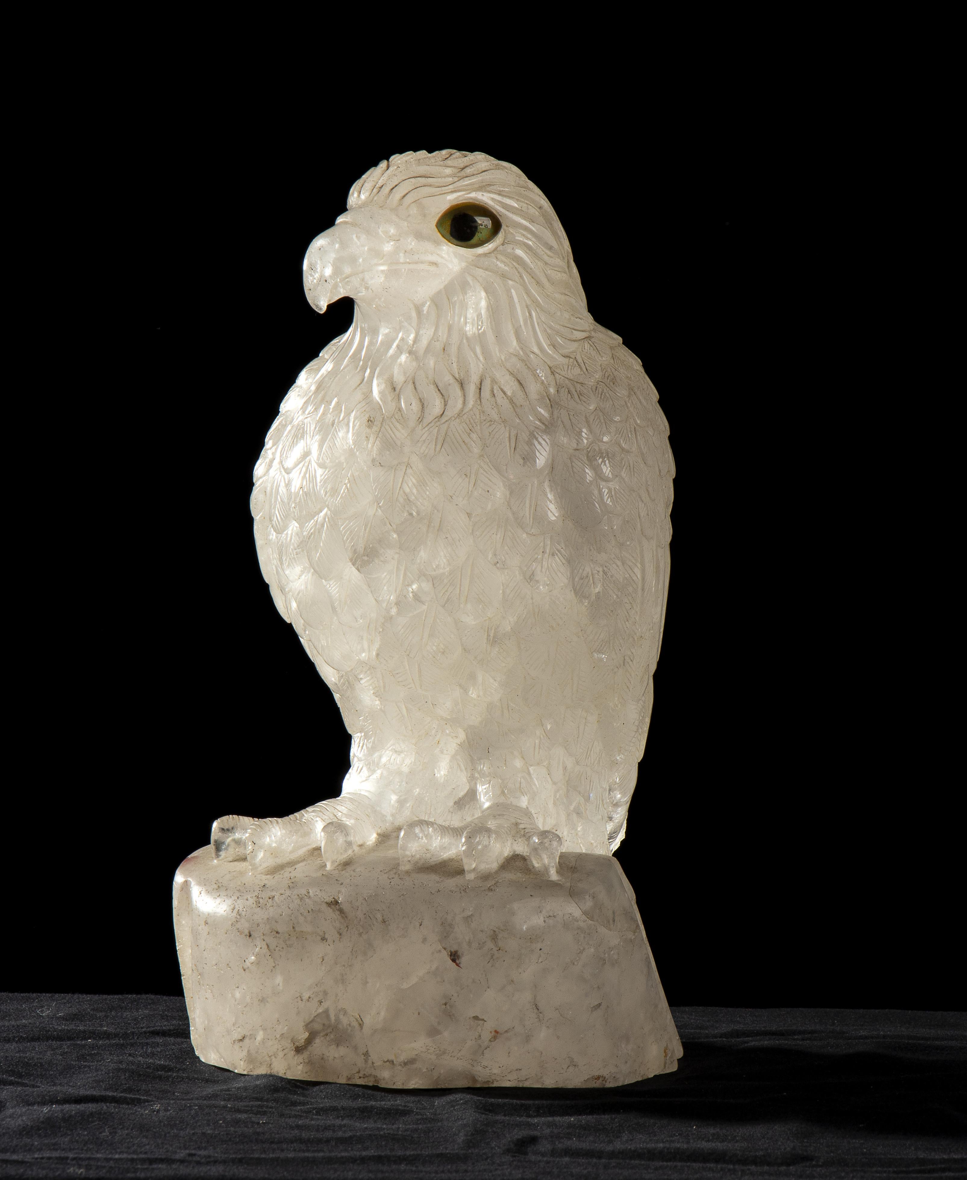 Sculpture of Eagle Carved From A Block Of Rock Crystal White Quartz  1