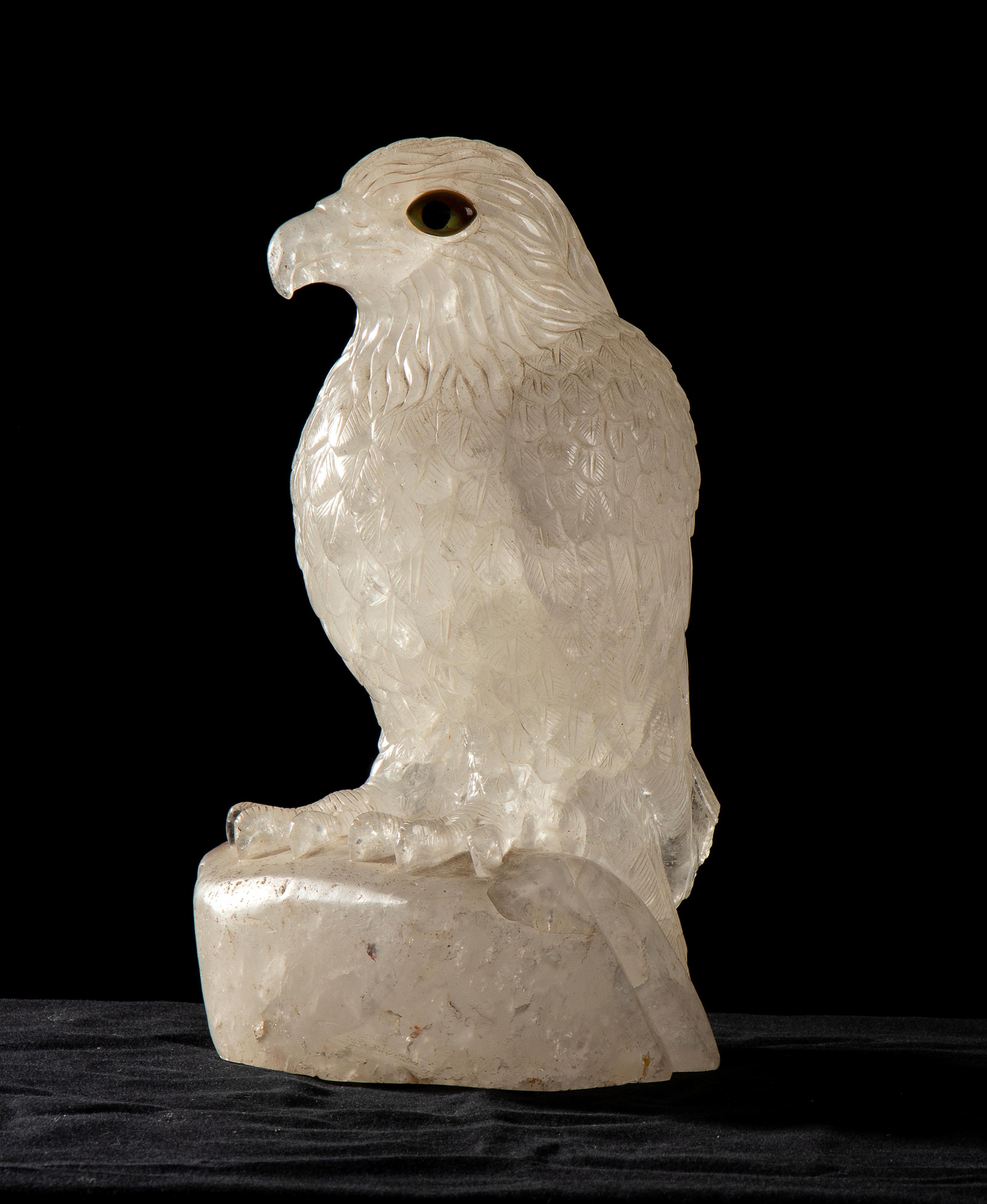 Sculpture of Eagle Carved From A Block Of Rock Crystal White Quartz  2