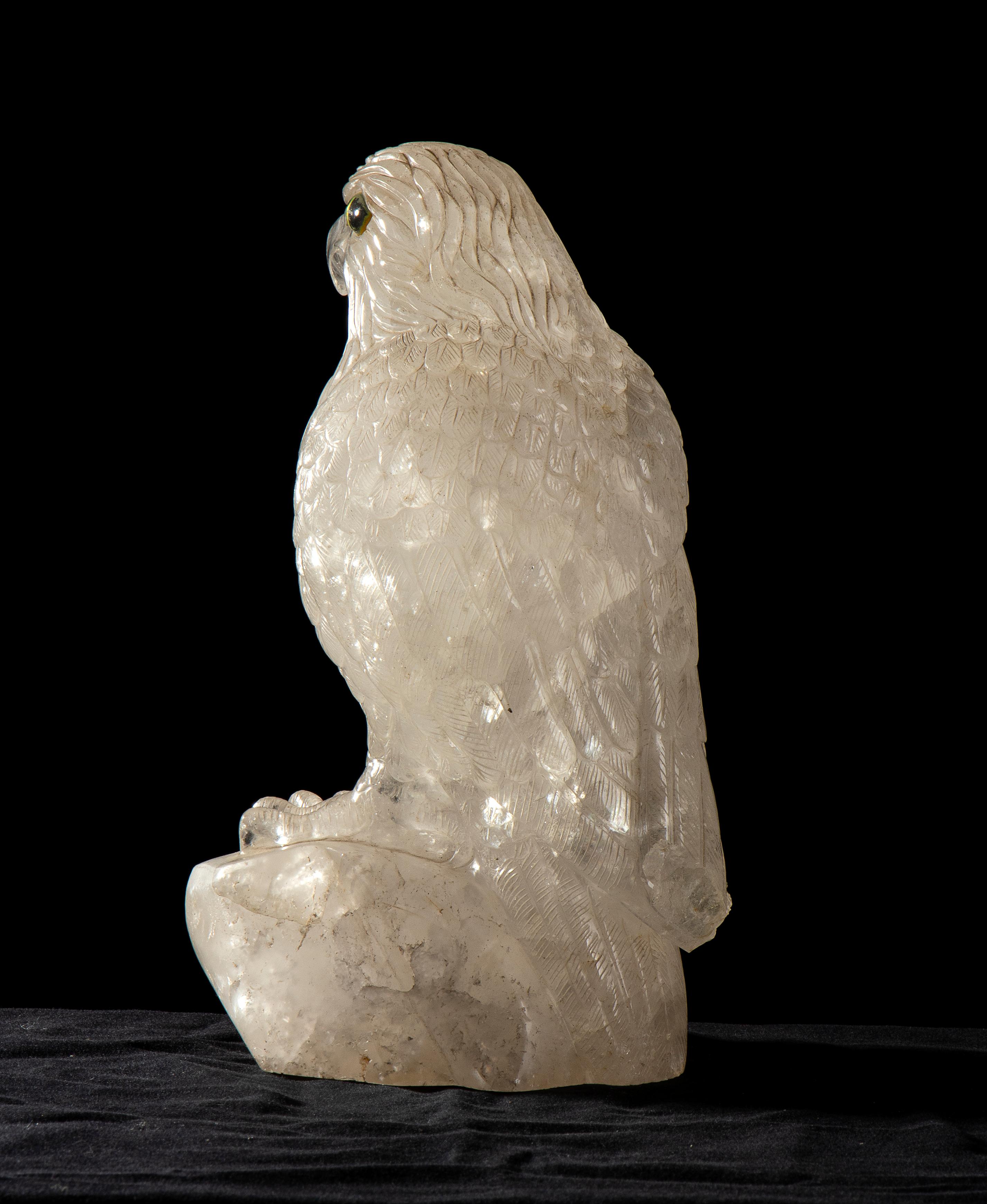 Sculpture of Eagle Carved From A Block Of Rock Crystal White Quartz  3