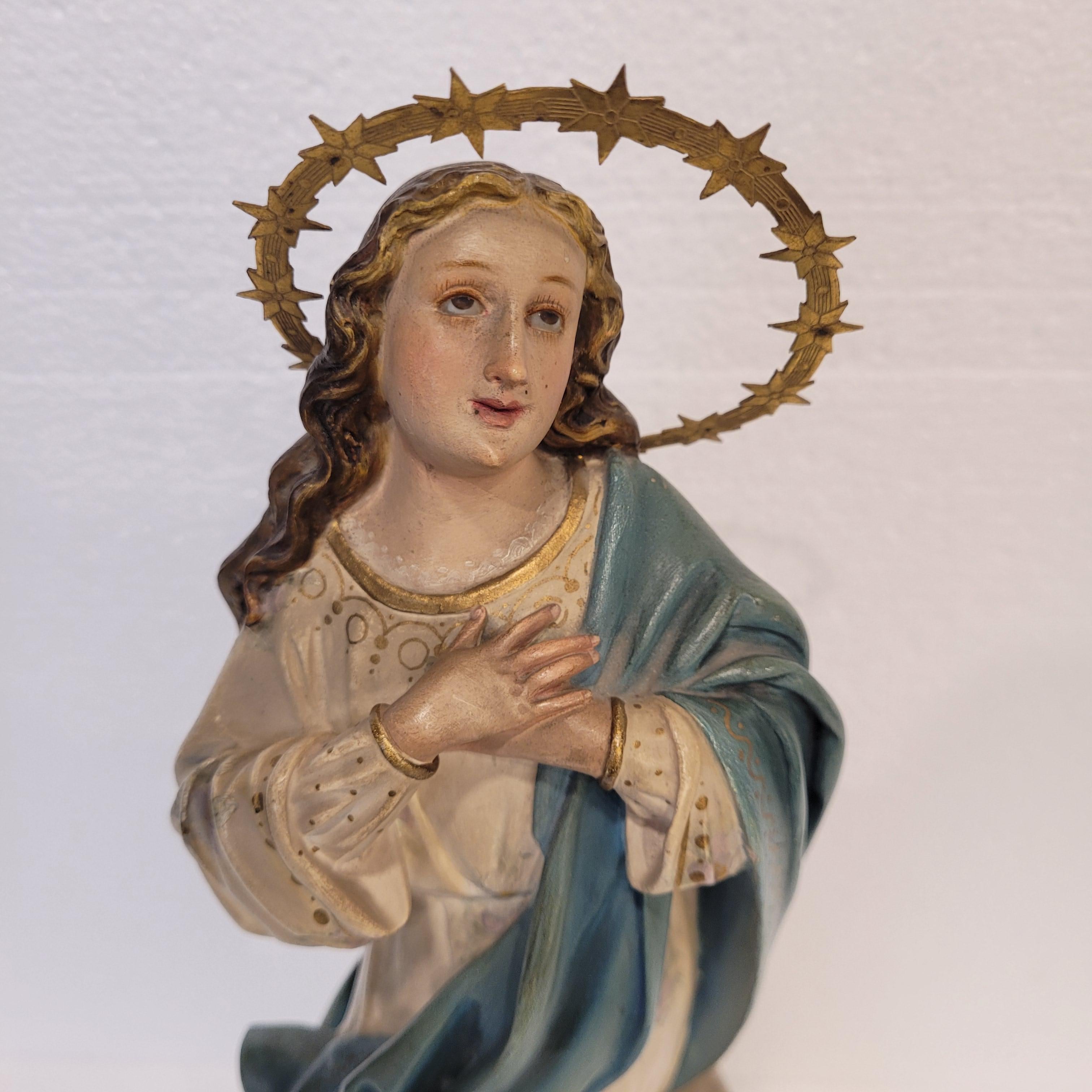 Sculpture of the Virgin Mary Immaculate Conception, Olot School, Catalonia Spain For Sale 8