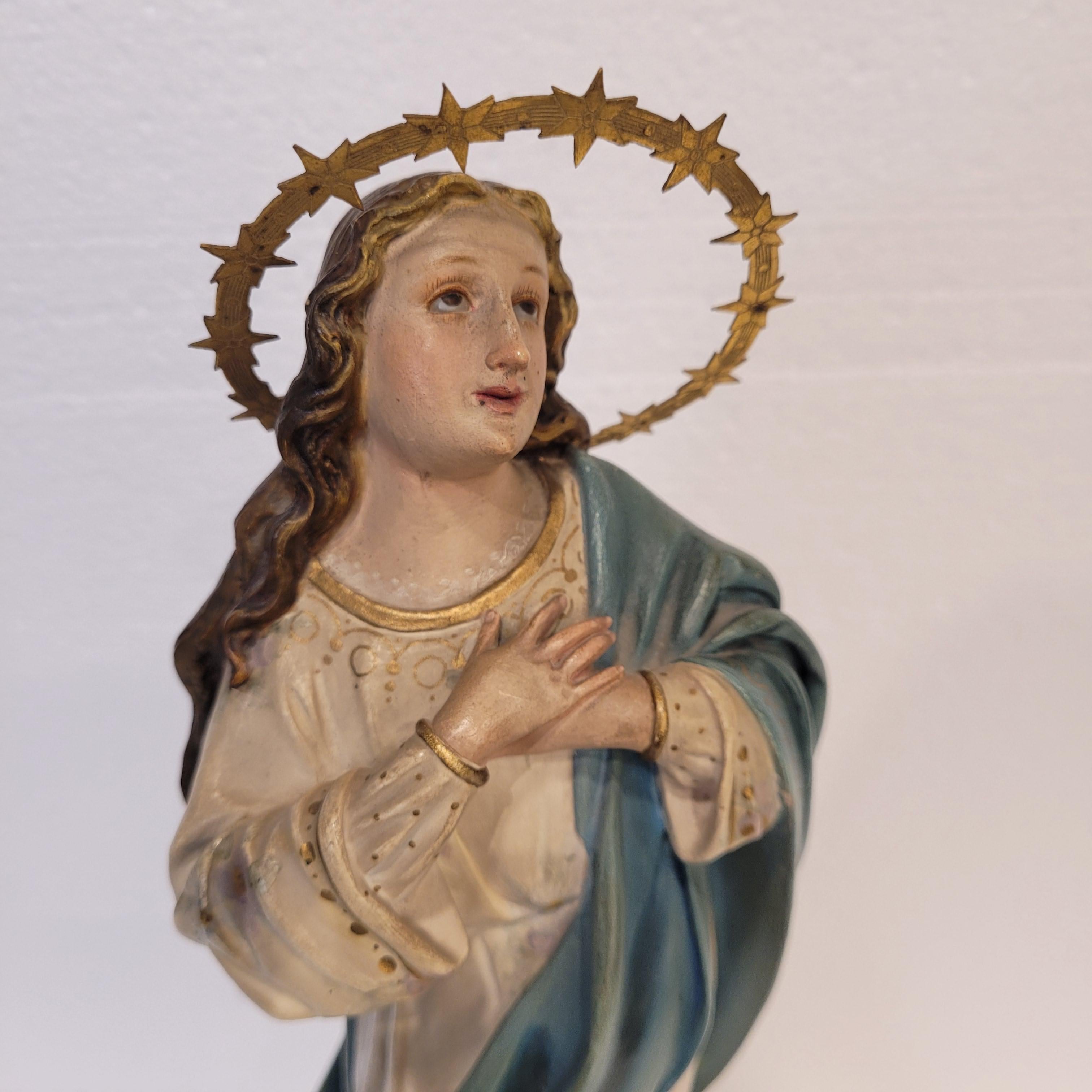 Sculpture of the Virgin Mary Immaculate Conception, Olot School, Catalonia Spain For Sale 13