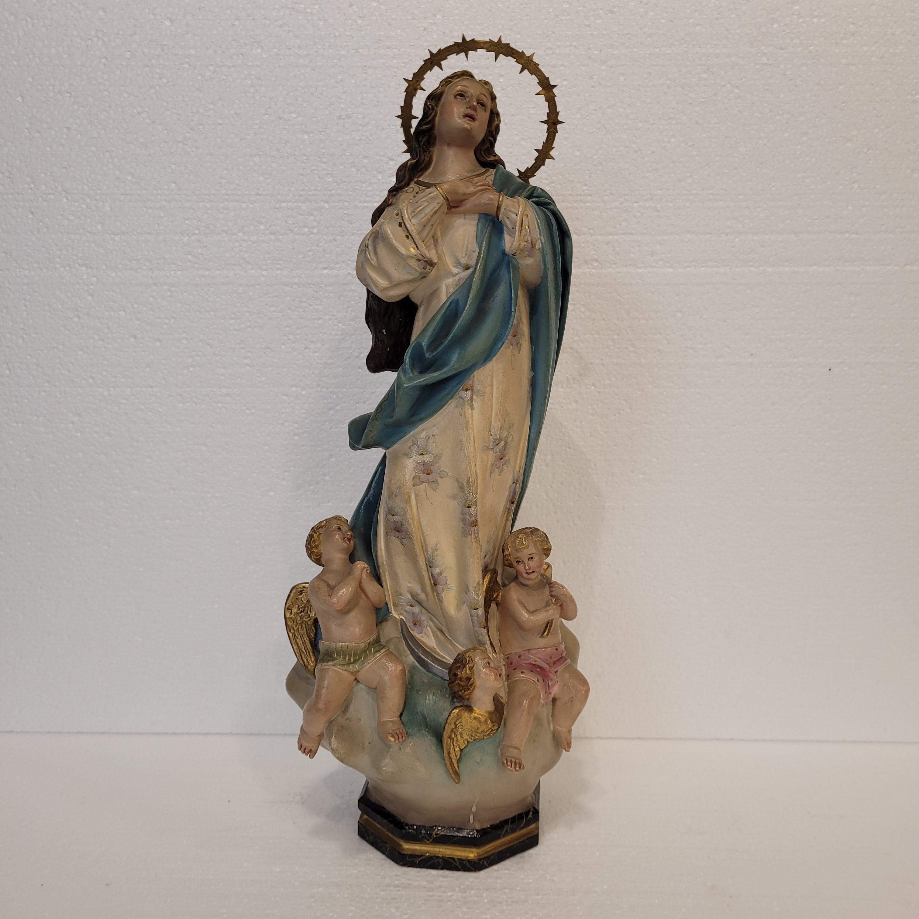 Sculpture of the Virgin Mary Immaculate Conception, Olot School, Catalonia Spain For Sale 2