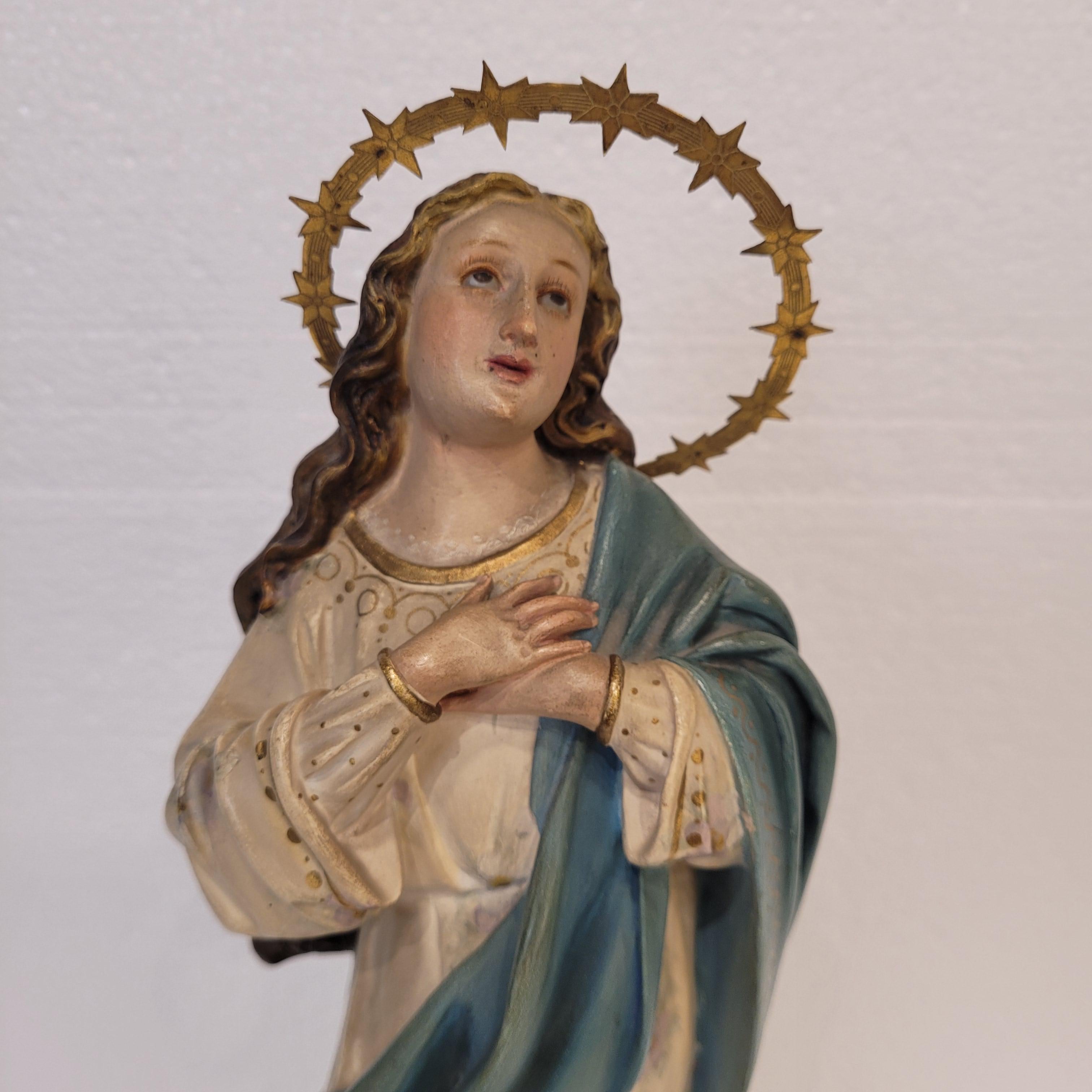 Sculpture of the Virgin Mary Immaculate Conception, Olot School, Catalonia Spain For Sale 4