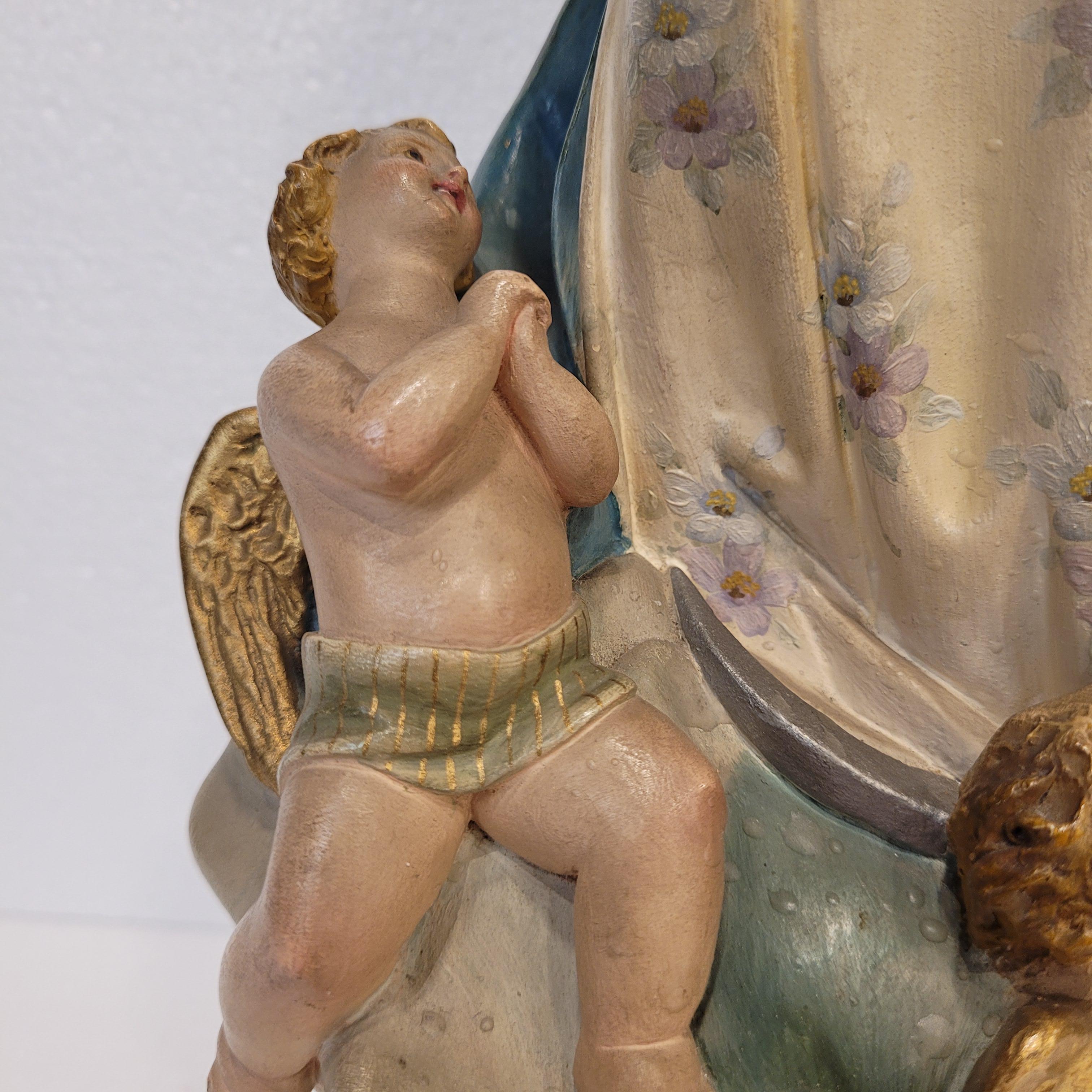 Sculpture of the Virgin Mary Immaculate Conception, Olot School, Catalonia Spain For Sale 5