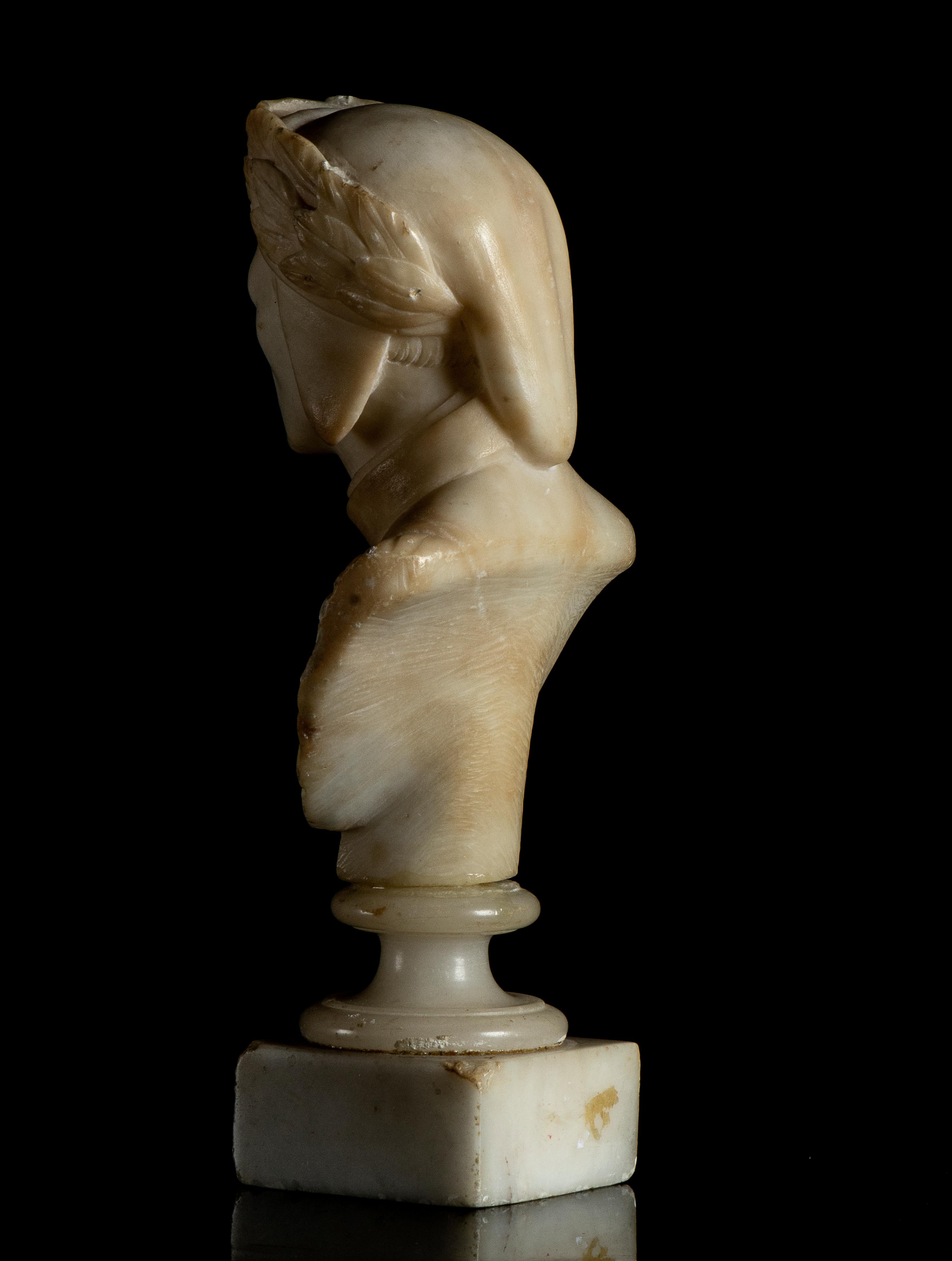 Sculpture Portrait Bust Of Dante Alighieri Italian White Alabaster Grand Tour  1