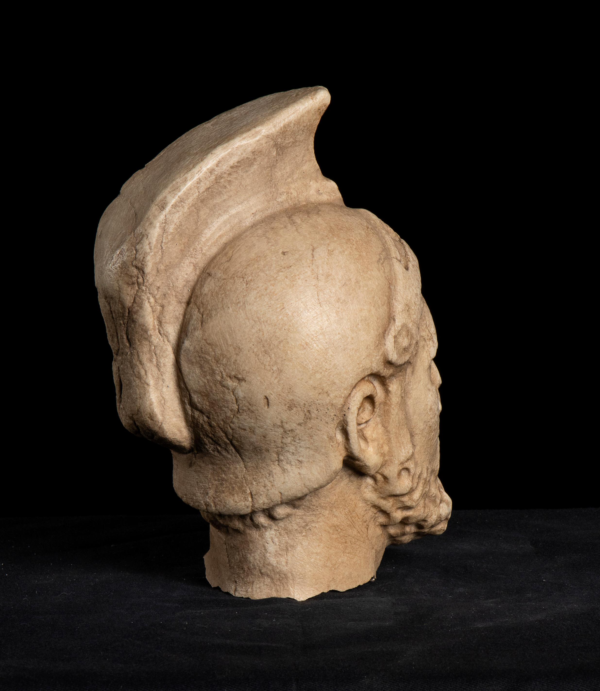 Sculpture Roman Marble Head of  General Maximus Decimus Meridius Gladiator - Black Figurative Sculpture by Unknown