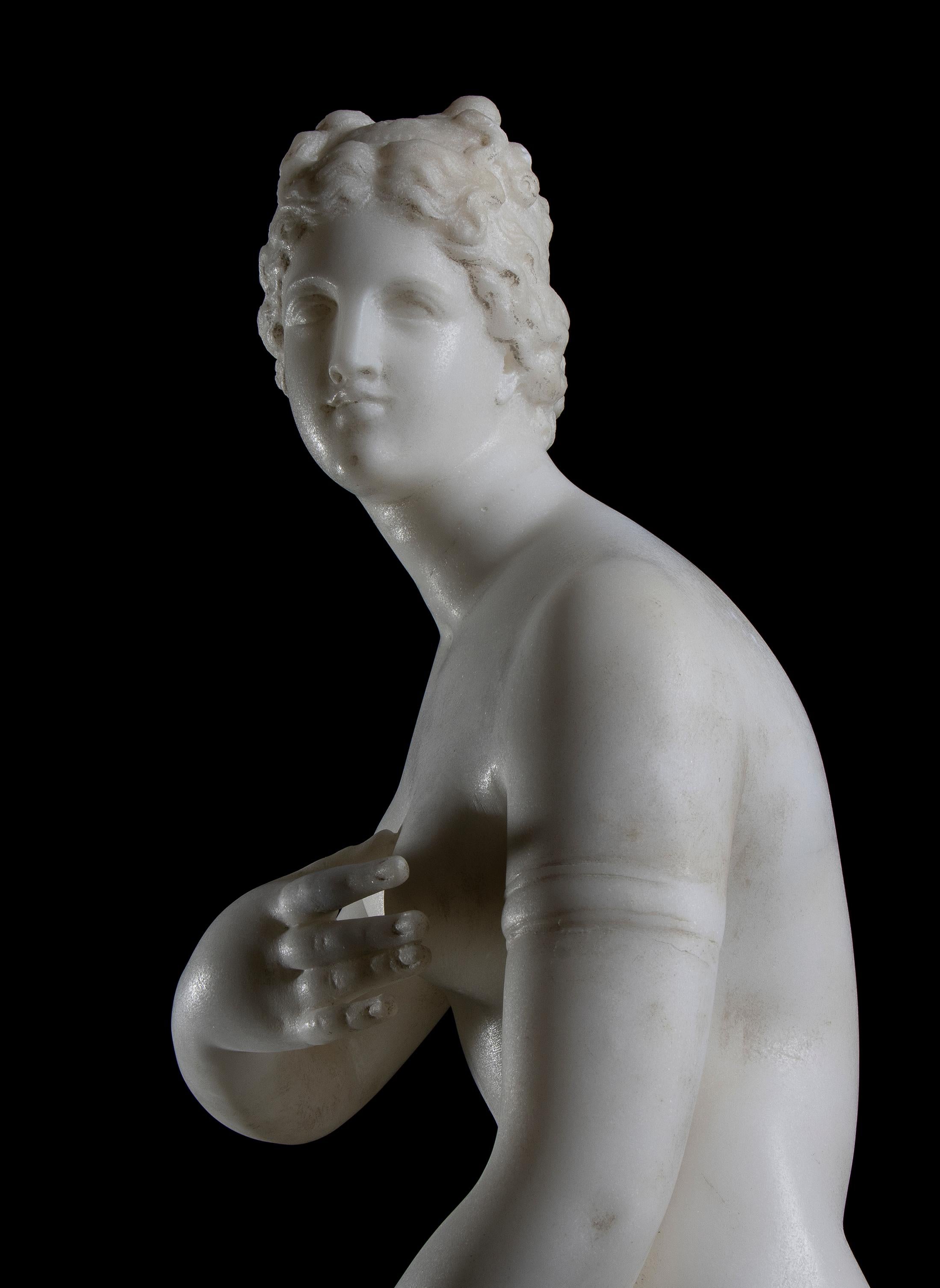 Sculpture Venus de' Medici White Marble 19th Century Signed Nude Classical  10