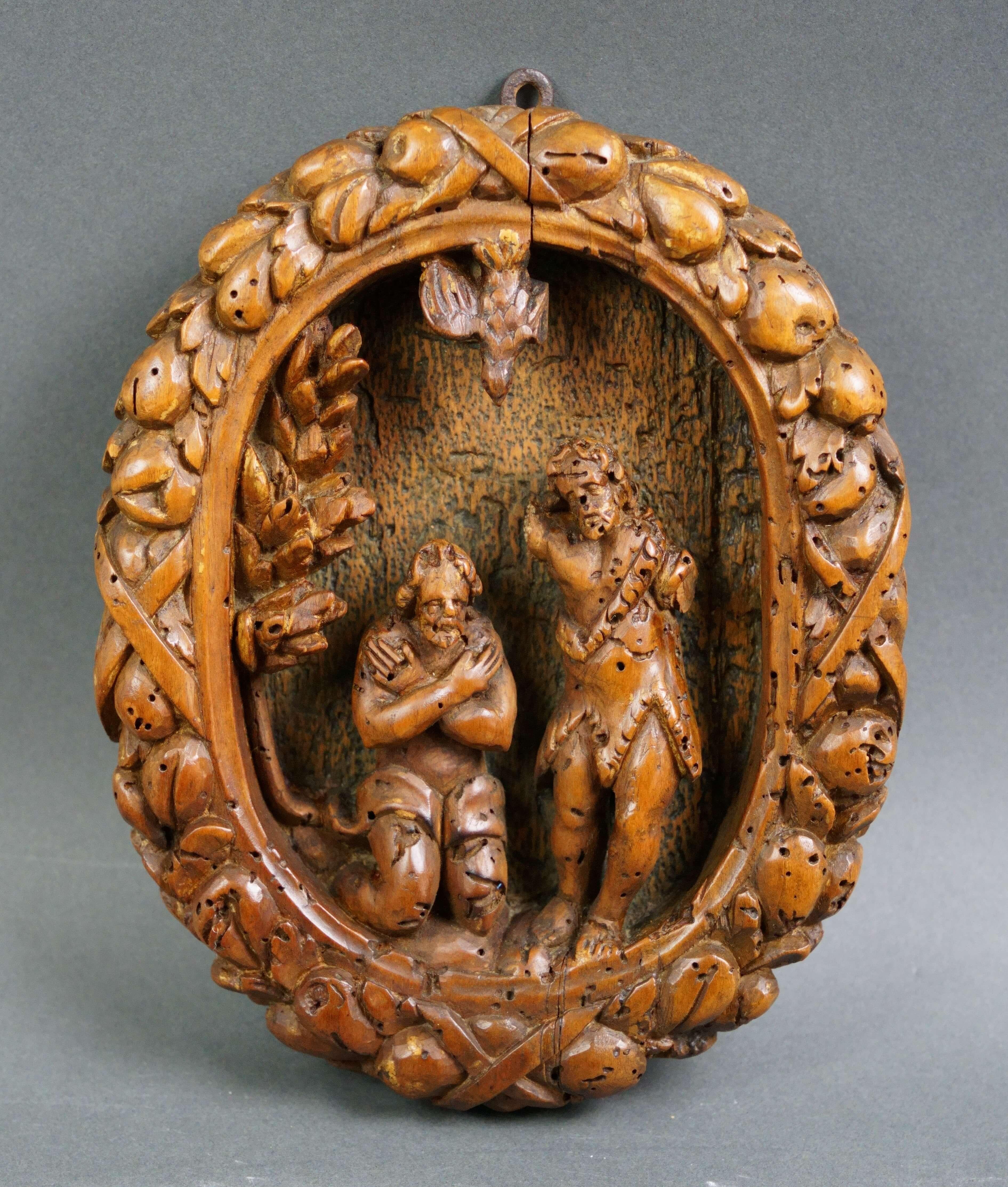 Sculpture en bas-relief en bois 
