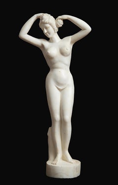 Sculpture ancienne en marbre statuaire blanc, hauteur 148 cm. Rome 19e siècle.