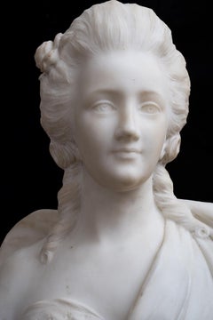 Scultura antica in marmo bianco statuario raffigurante Maria Antonietta.