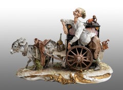 Antique polychrome porcelain sculpture from Capodimonte depicting player.