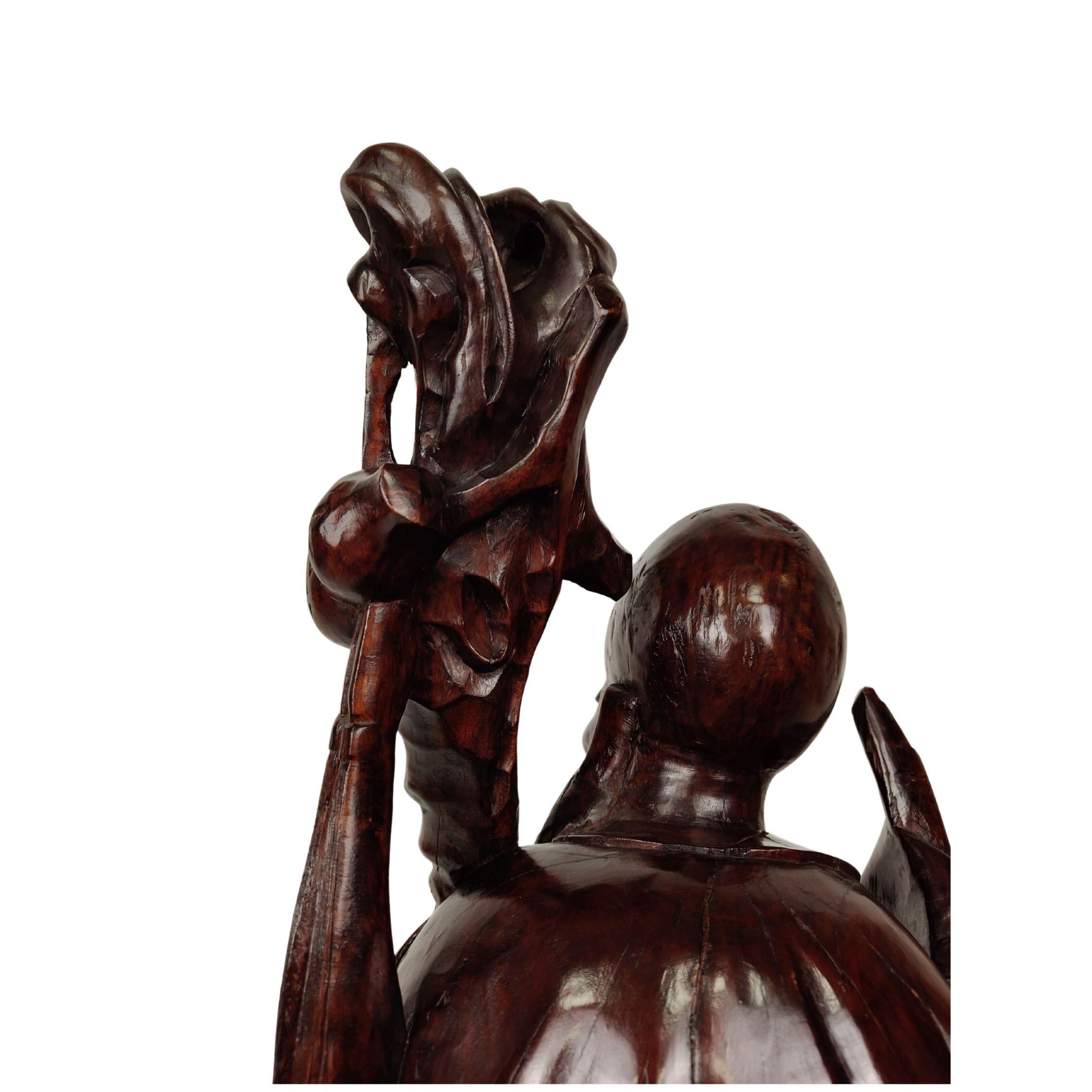 Scultura in legno teak di un Saggio - 1890 circa, Cina in vendita 5