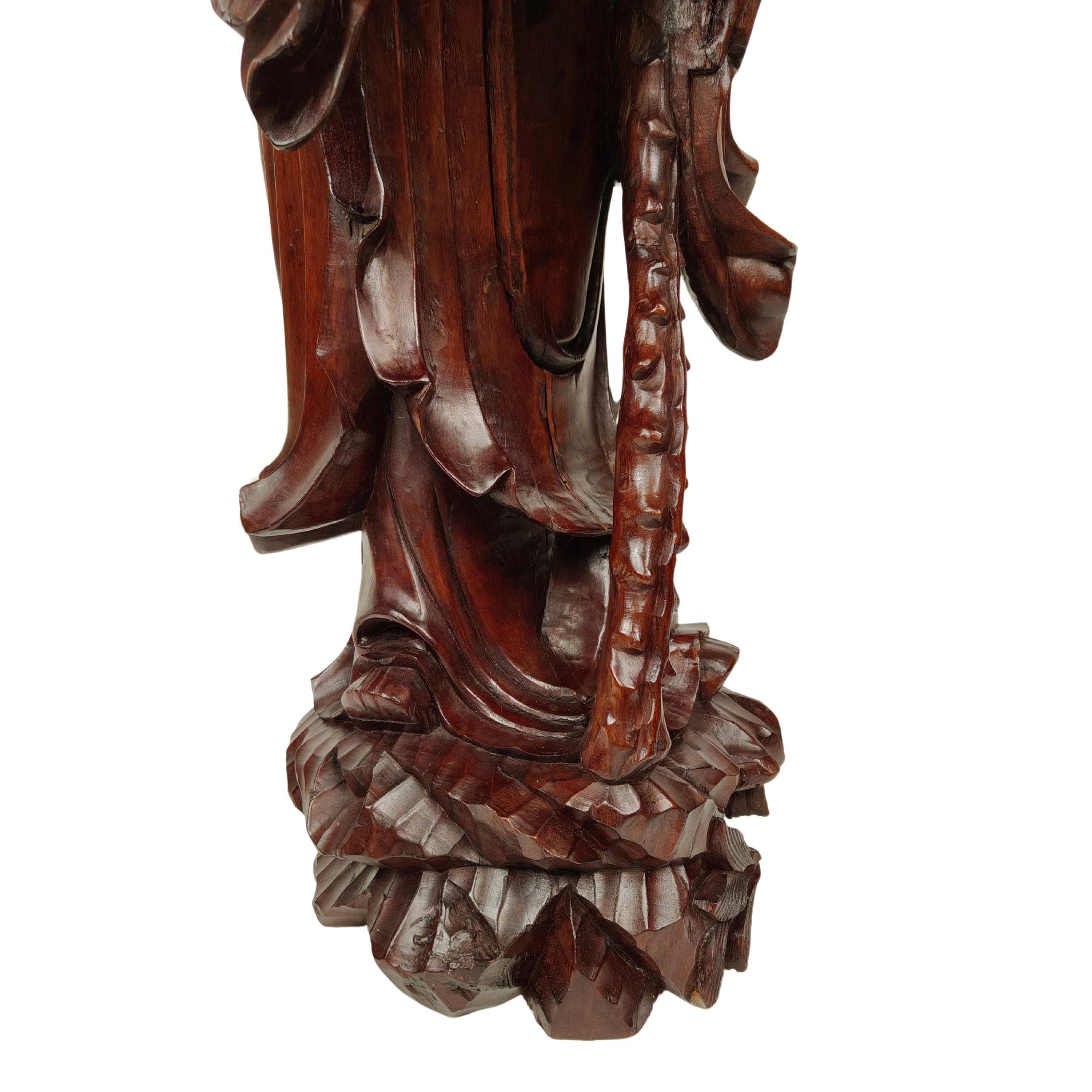 Scultura in legno teak di un Saggio - 1890 circa, Cina in vendita 6