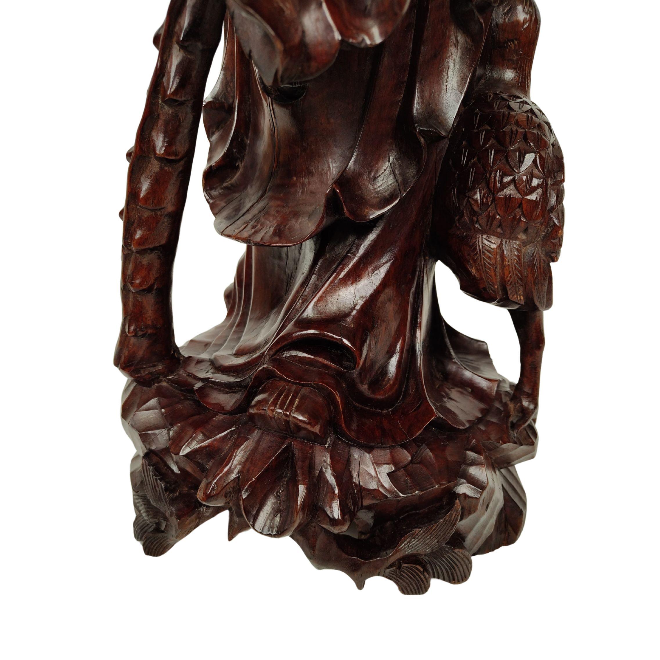 Scultura in legno teak di un Saggio - 1890 circa, Cina in vendita 7