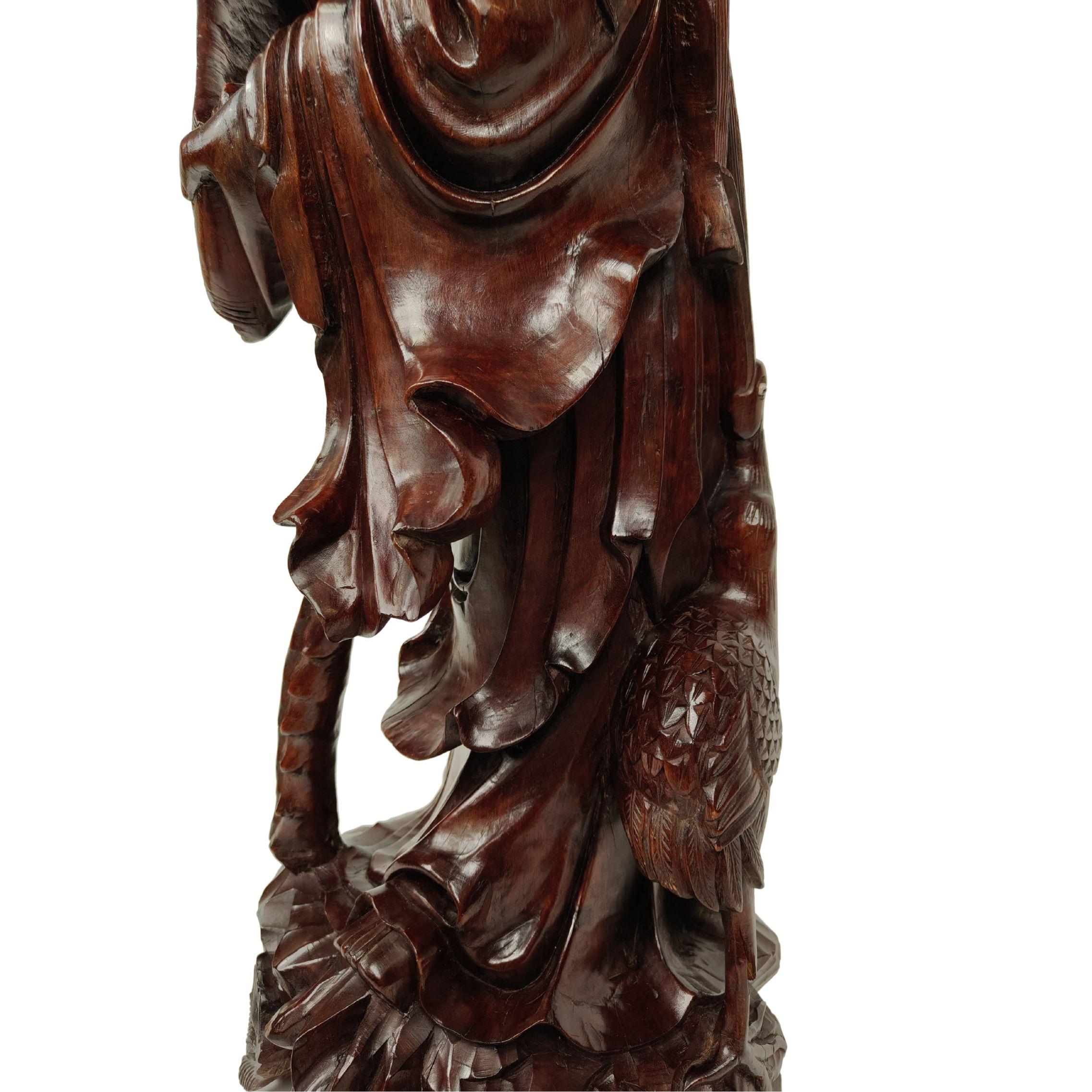 Scultura in legno teak di un Saggio - 1890 circa, Cina in vendita 9