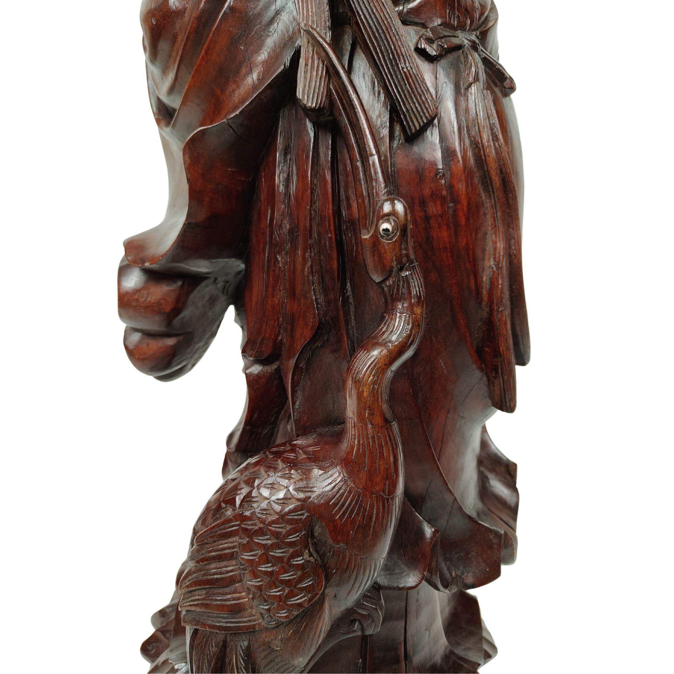 Scultura in legno teak di un Saggio - 1890 circa, Cina in vendita 11