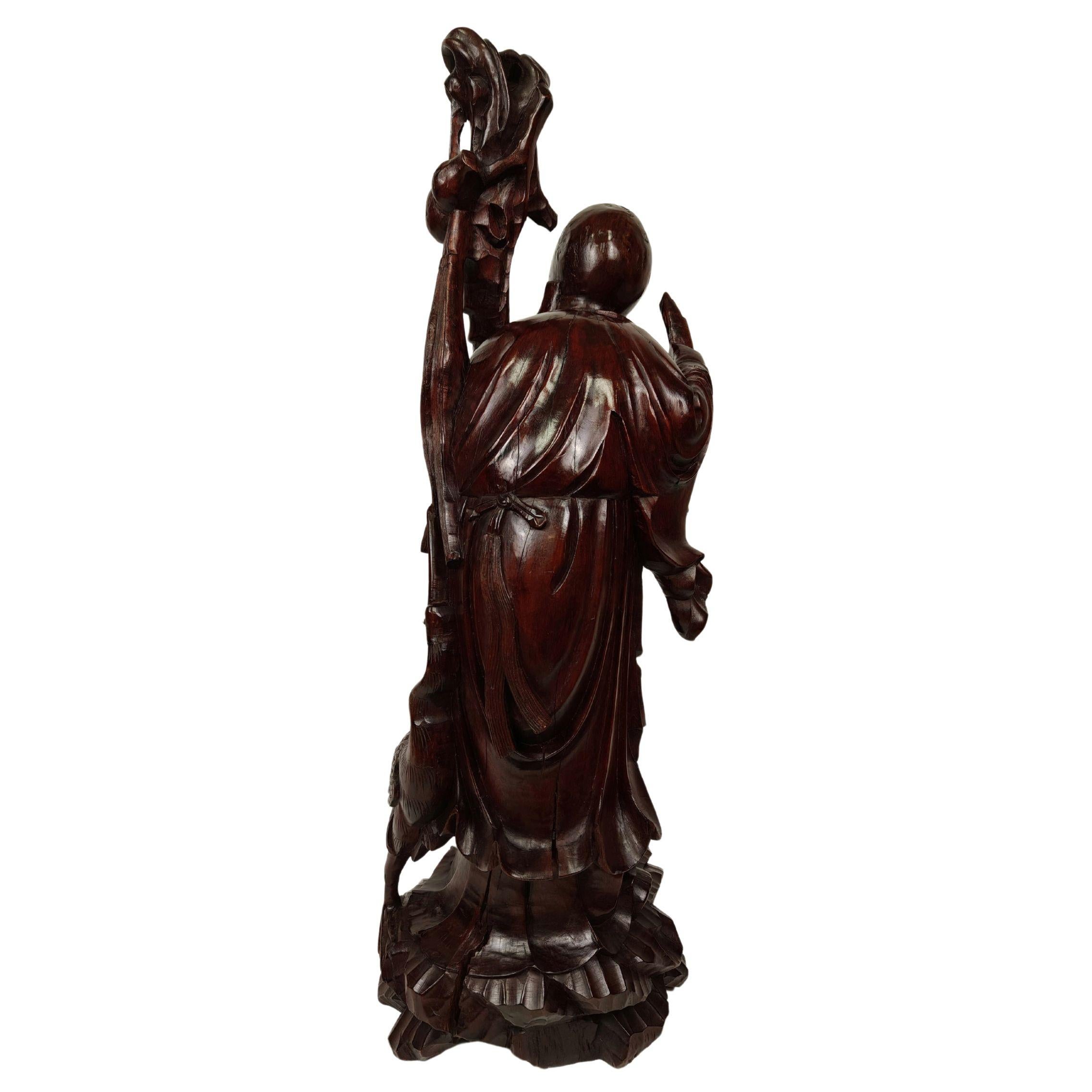 Scultura in legno teak di un Saggio - 1890 circa, Cina in vendita 2