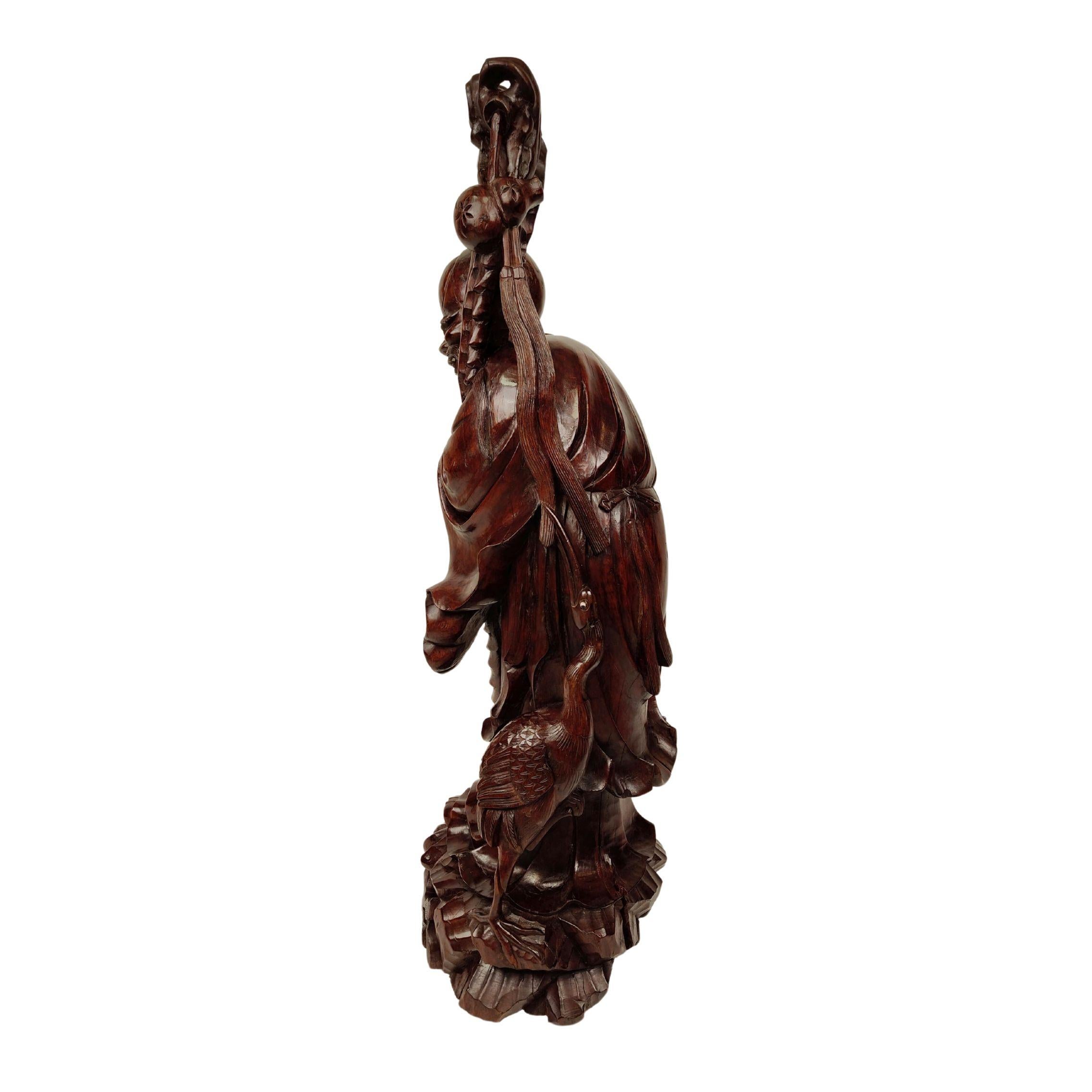 Scultura in legno teak di un Saggio - 1890 circa, Cina in vendita 3