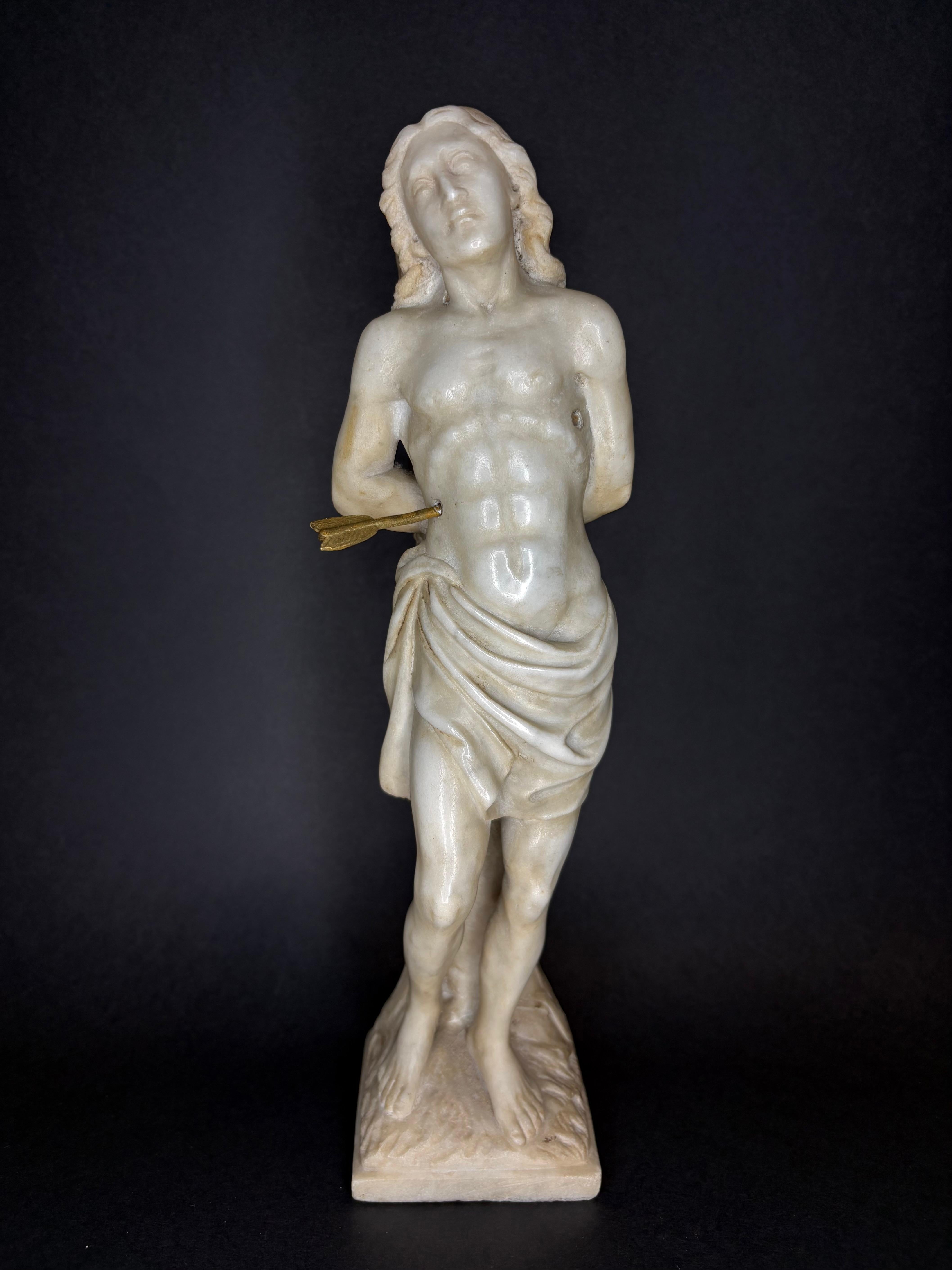 Unknown Figurative Sculpture - Marble sculpture St. Sebastian Italy 18th century