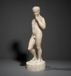Neoklassische Skulptur Ephebus Harpocratic in Marmor römische Werkstatt 18