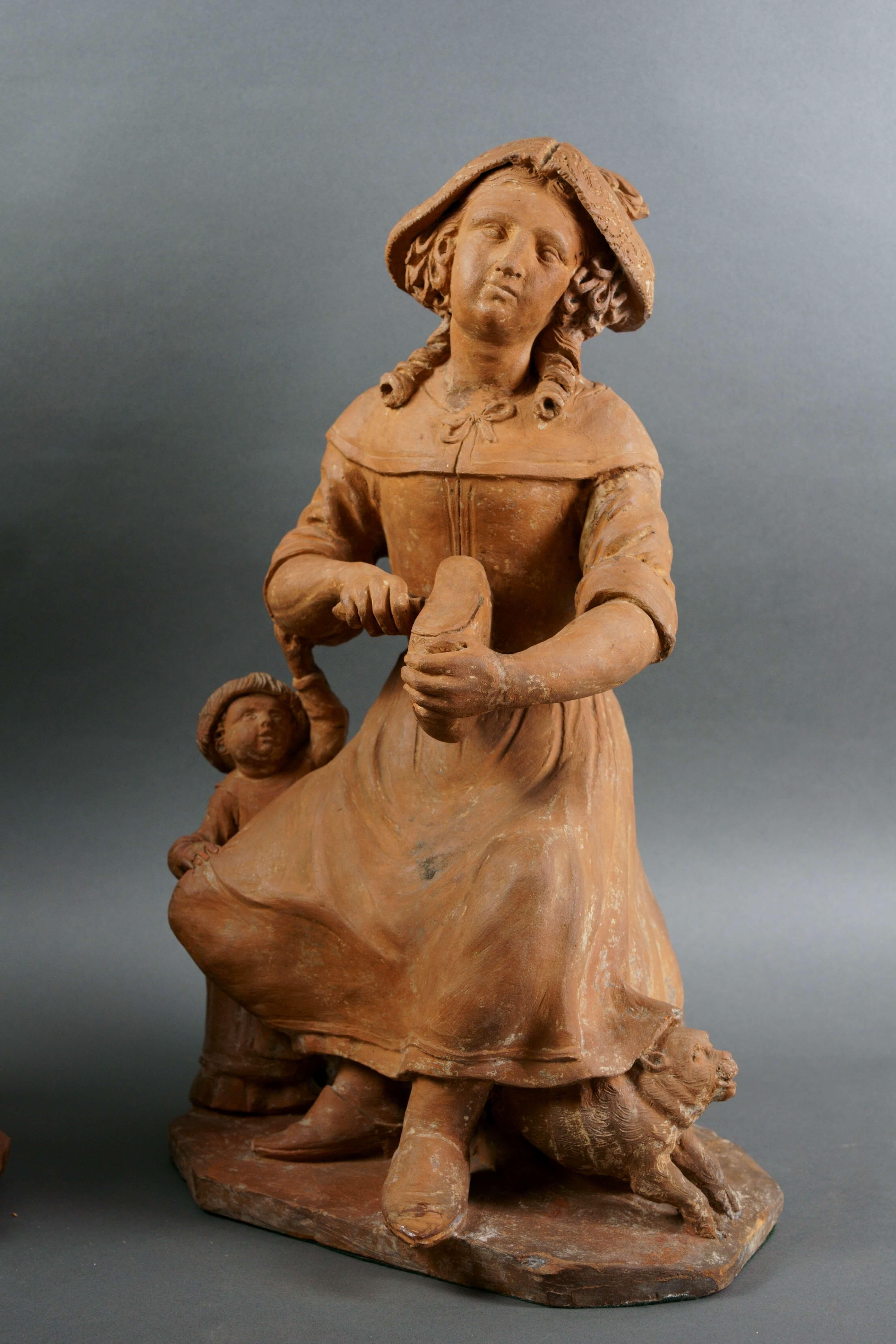 Gran grupo de terracota de la escuela francesa del siglo XVII - Sculpture Barroco de Unknown