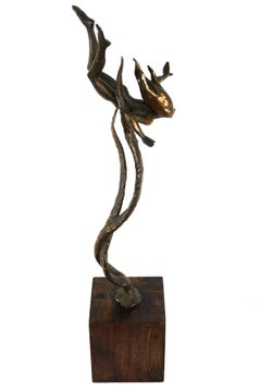 Sea Nymph, Mid Century Modern Brutalist Figurative Bronze Sculpture