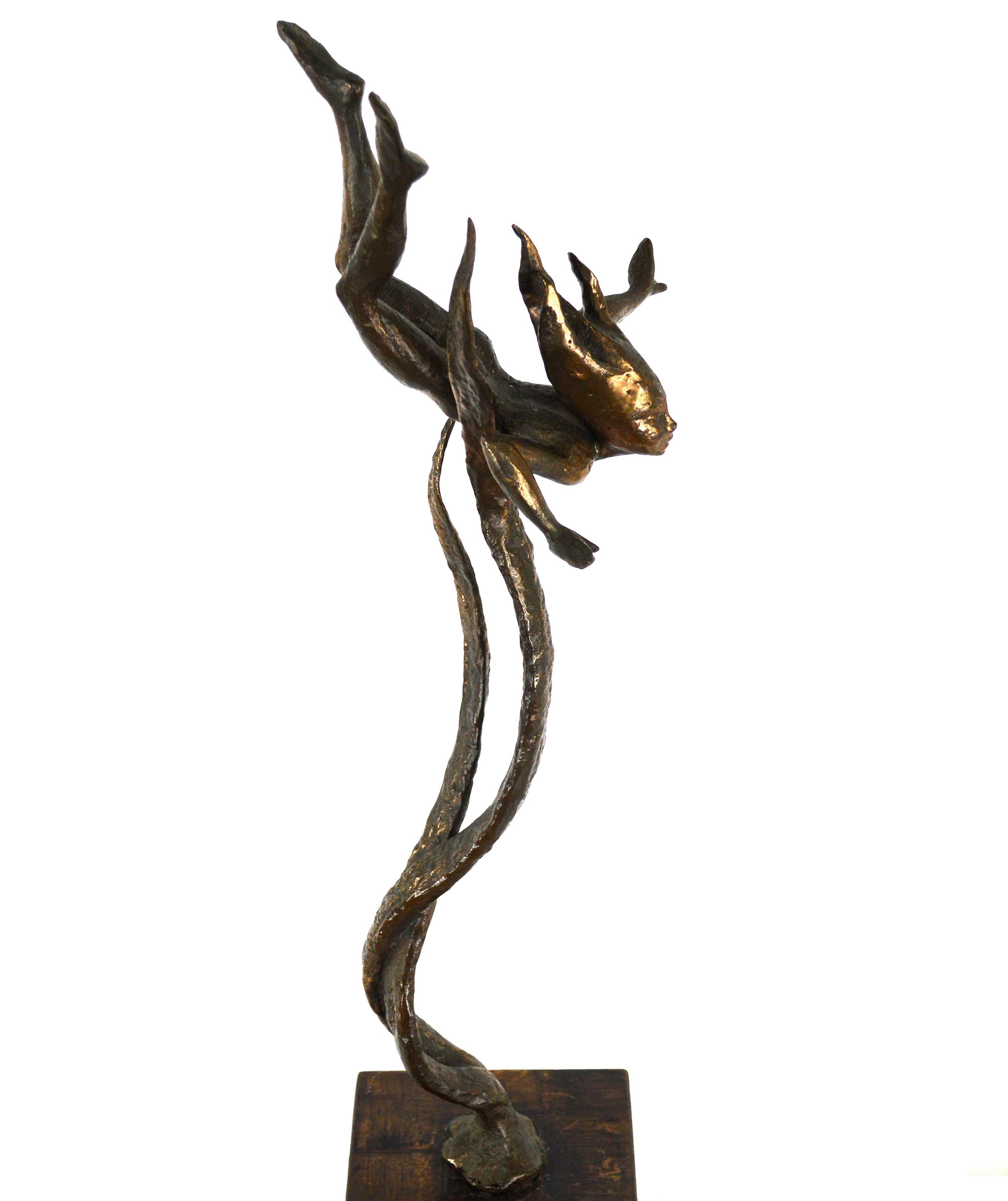 Sea Nymph, Mid Century Modern Brutalist Figurative Bronze Sculpture  - Brown Figurative Sculpture by Unknown