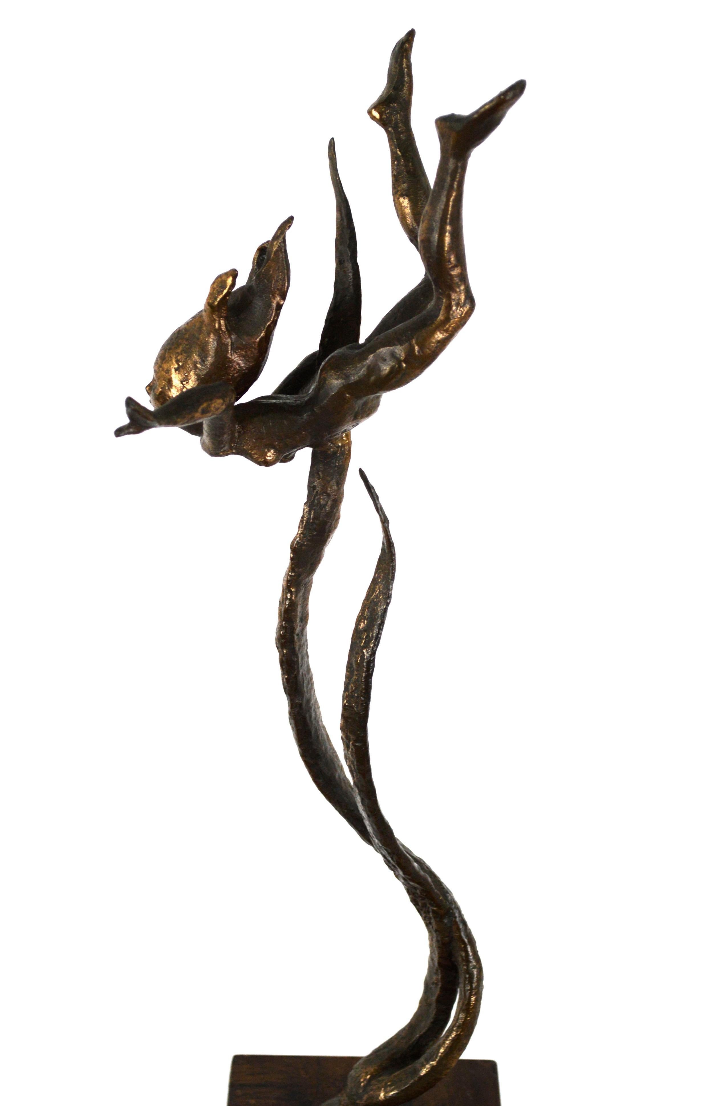 Sea Nymph, Mid Century Modern Brutalist Figurative Bronze Sculpture  2