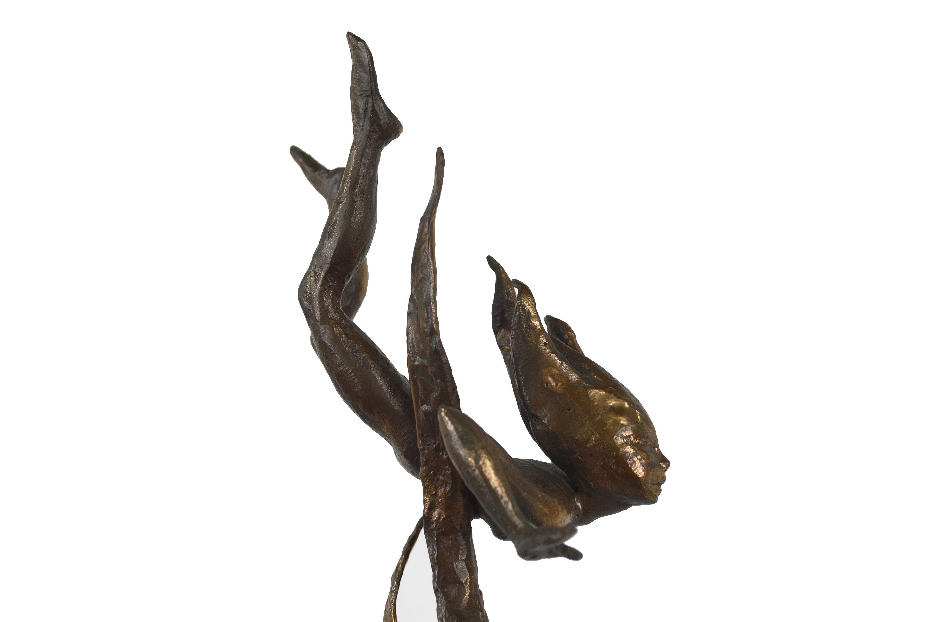 Sea Nymph, Mid Century Modern Brutalist Figurative Bronze Sculpture  3