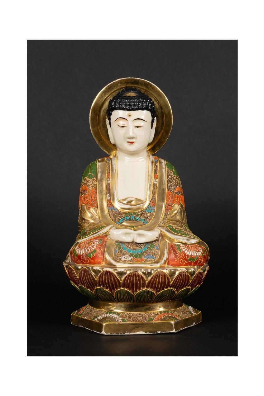 Buddha Amida Nyorai giapponese seduto ; Inizio del XX secolo. - Sculpture di Unknown
