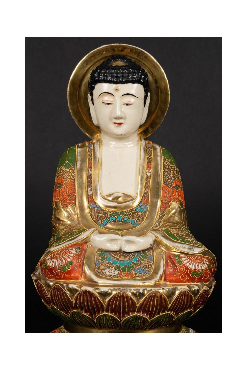 Buddha Amida Nyorai giapponese seduto ; Inizio del XX secolo. - Figurative Sculpture Nero di Unknown