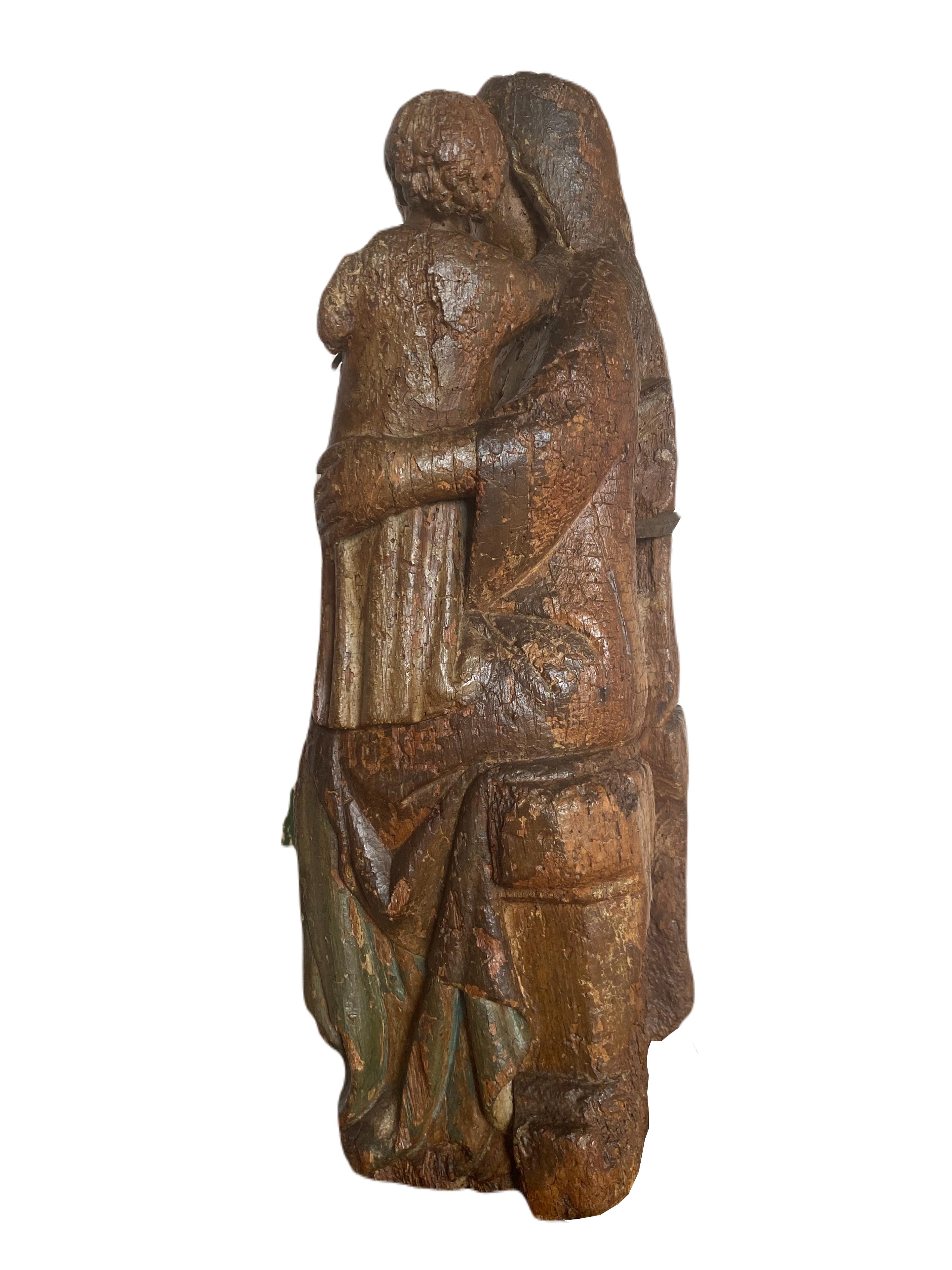 Sedes Sapientiae. Virginie mosaïque avec enfant - Marron Figurative Sculpture par Unknown