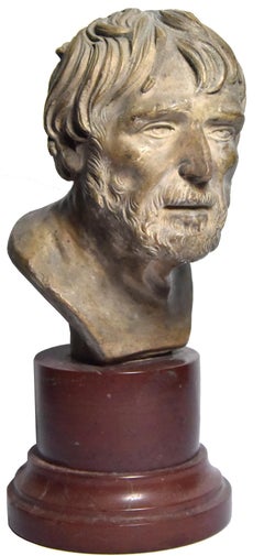 Seneca neo-classical bust in patinated terracotta